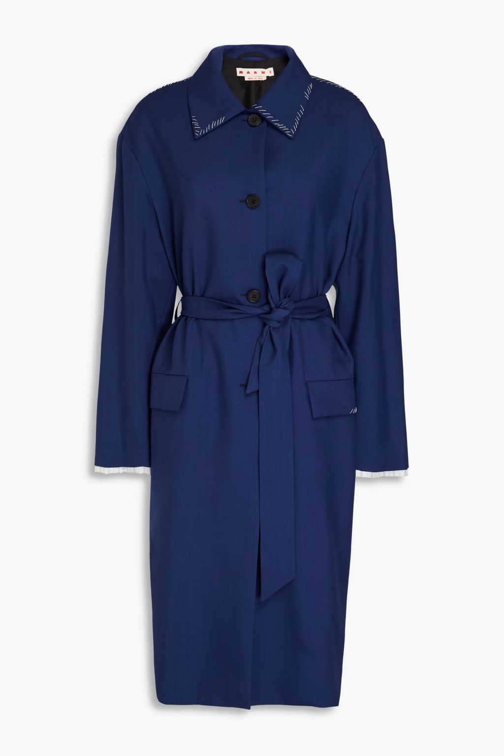 Marni o1w1db10125 Belted Trench Coat in Indigo Size XL / US 12-14 / IT 48-50 - 1 Thumbnail