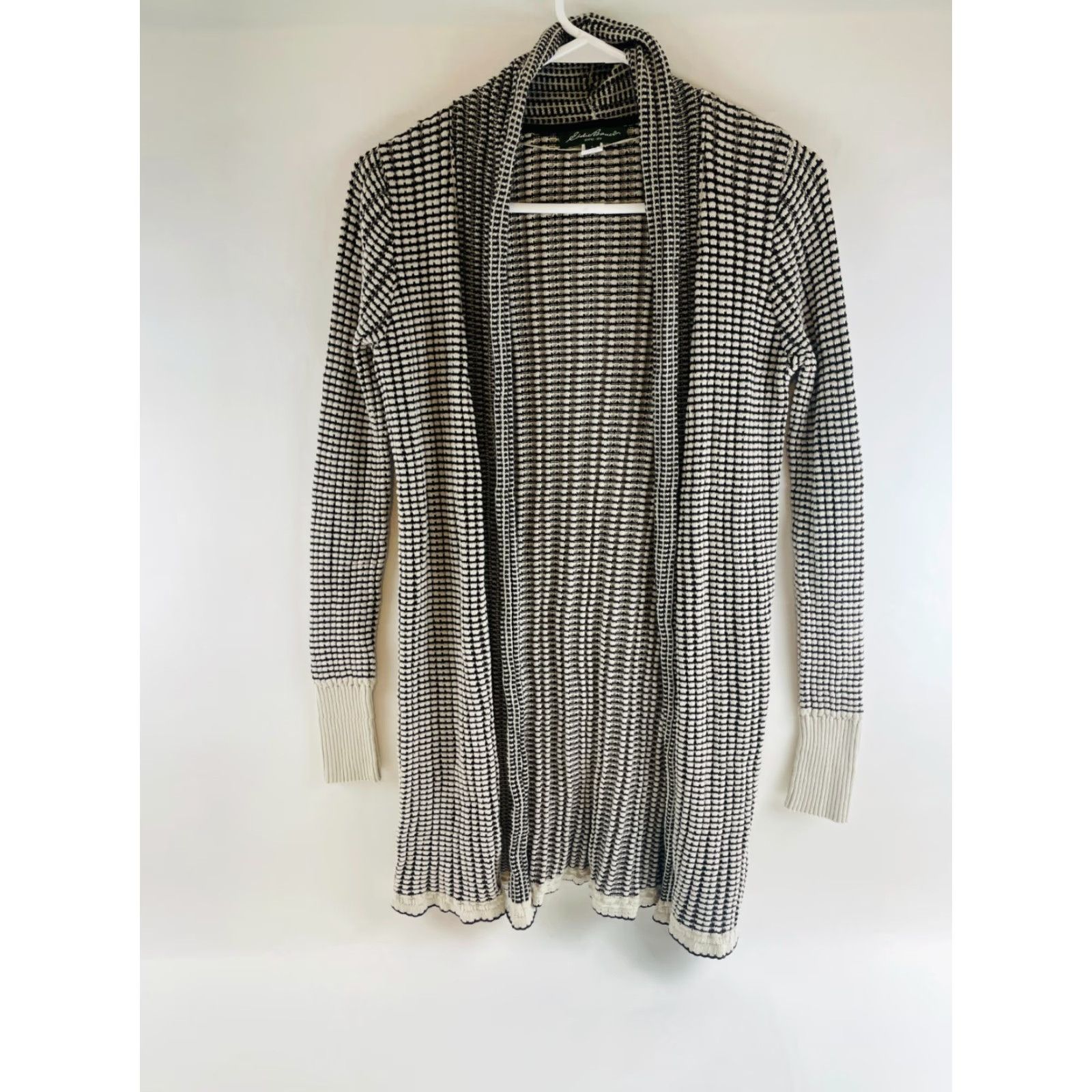 Eddie Bauer Eddie Bauer Cardigan Sweater Women’s Size S Black Cream Knitted Open Duster Cardigan Size S / US 4 / IT 40 - 2 Thumbnail