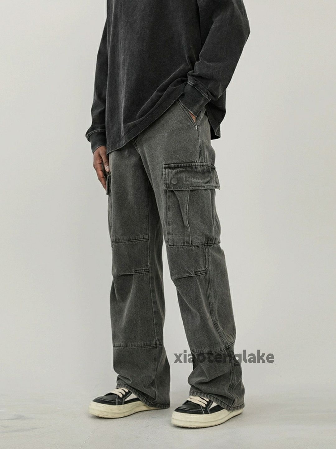 washed faded skate hiphop carpenter cargo jeans