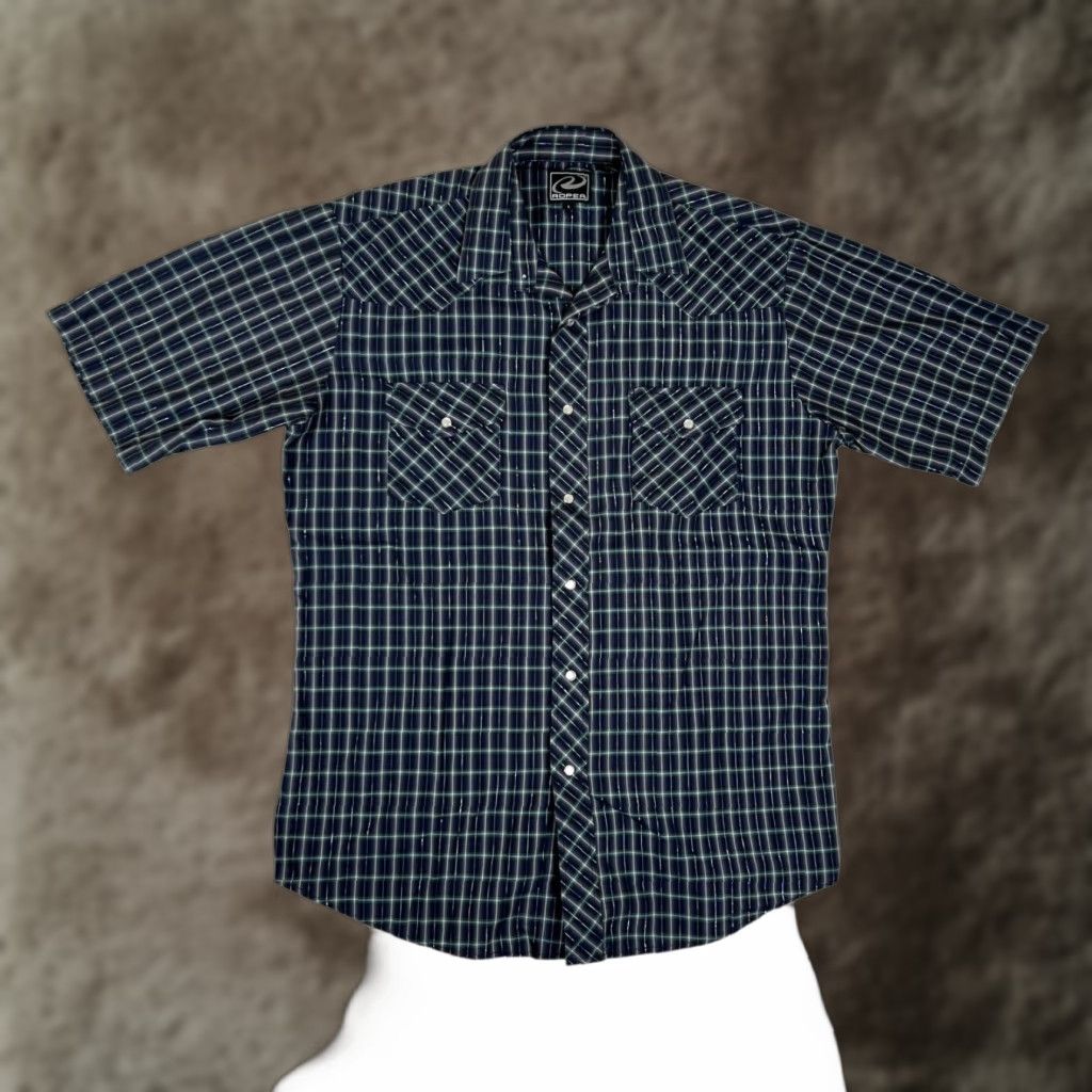Roper VINTAGE Roper Shirt Western Pearl Snap Short Sleeve Plaid Size L Blue Mens 90s Cowboy Shirt Size US L / EU 52-54 / 3 - 1 Thumbnail