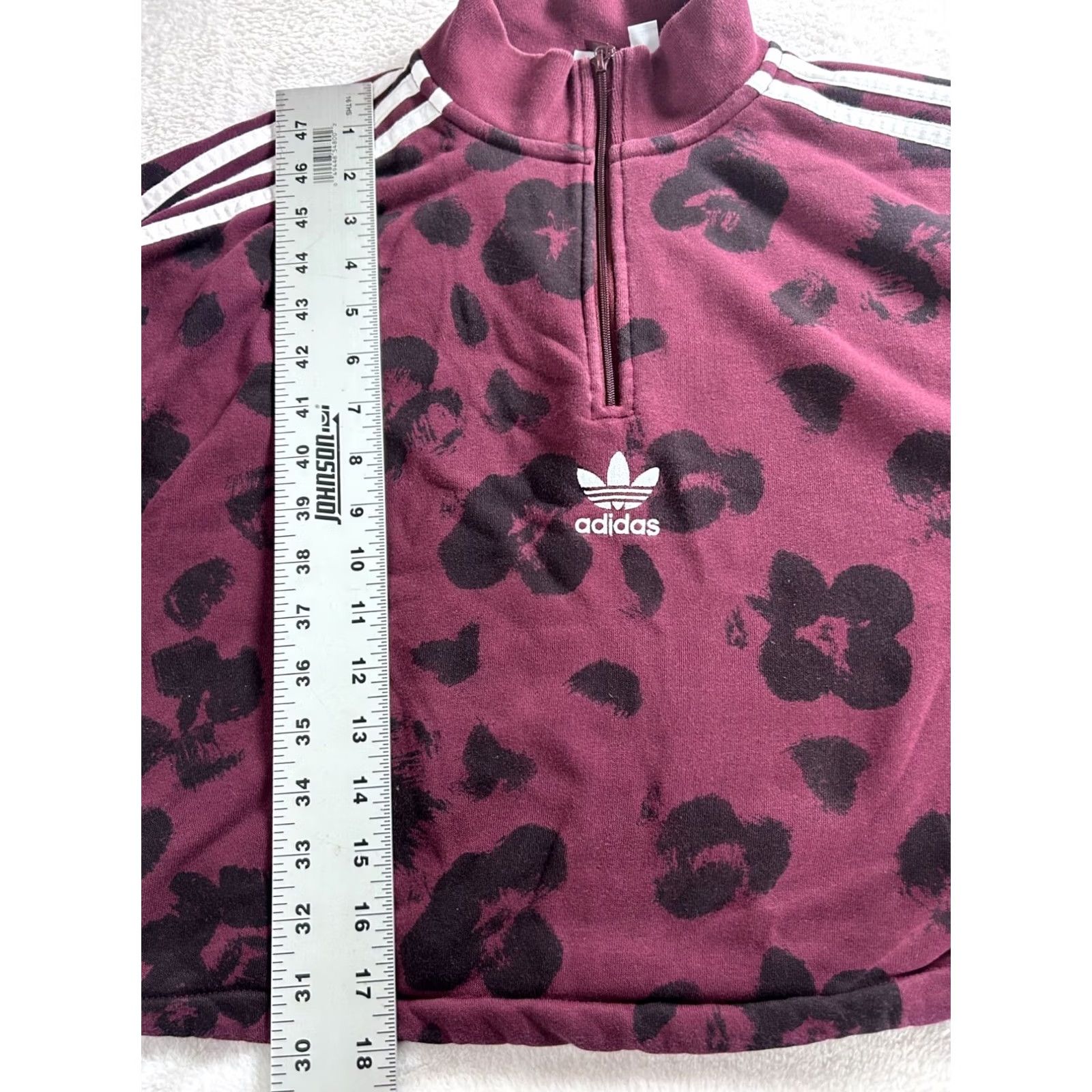 Adidas Adidas Originals Womens Bellista Allover Print Sweatshirt Pullover Small Burgundy Size S / US 4 / IT 40 - 6 Thumbnail