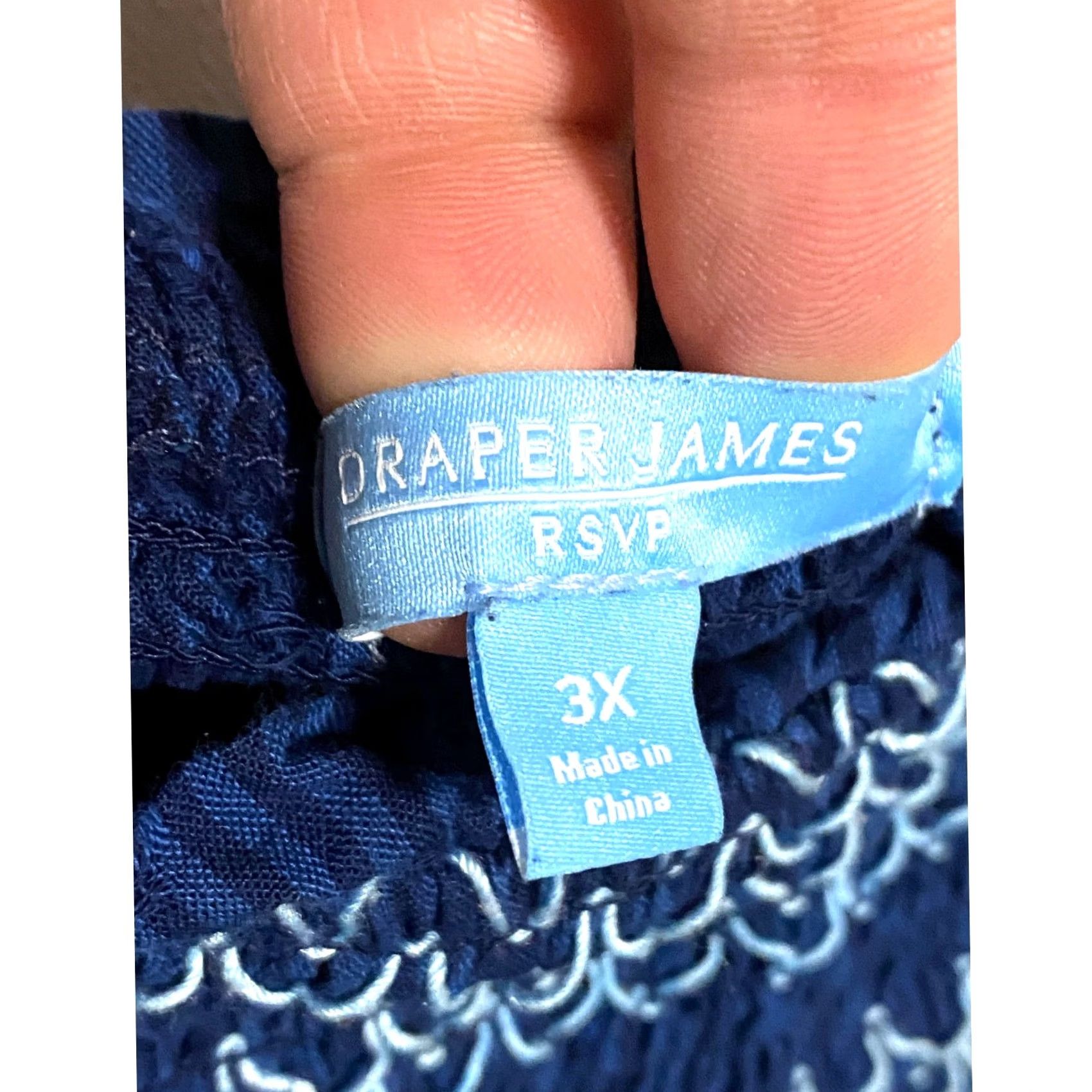 Vintage Draper James Dress Plus 3X Blue Puff Sleeve Smocked Milkmaid Prairie Cottagecore Midi A-Line Women's Casual Wedding Workwear Square Neck Size XXL / US 16-18 / IT 52-54 - 6 Thumbnail