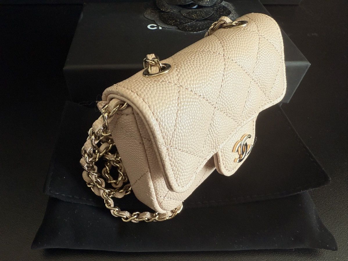 Chanel Caviar Quilted Mini Chain Belt Bag Light Beige