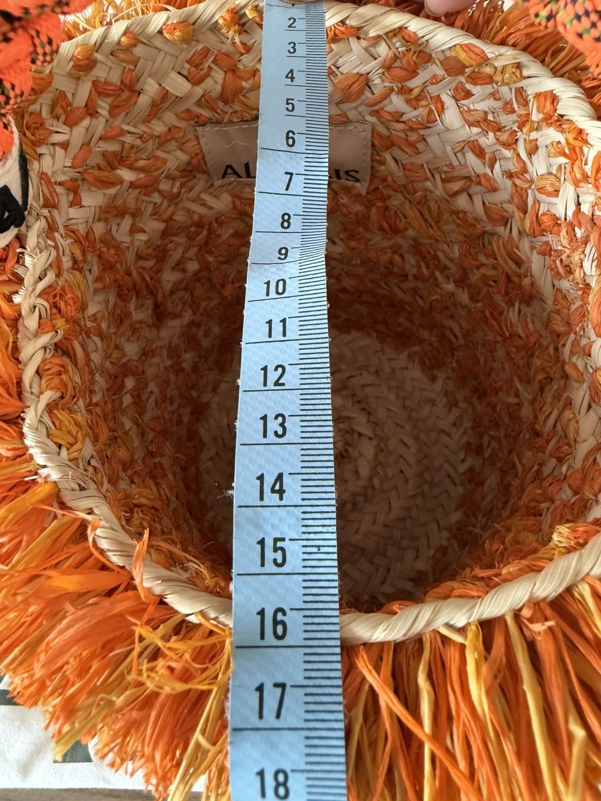 ALEMAIS Alemais Bag Bucket Orange Raffia Lalo Mini Fringe Macrame Size ONE SIZE - 14 Thumbnail