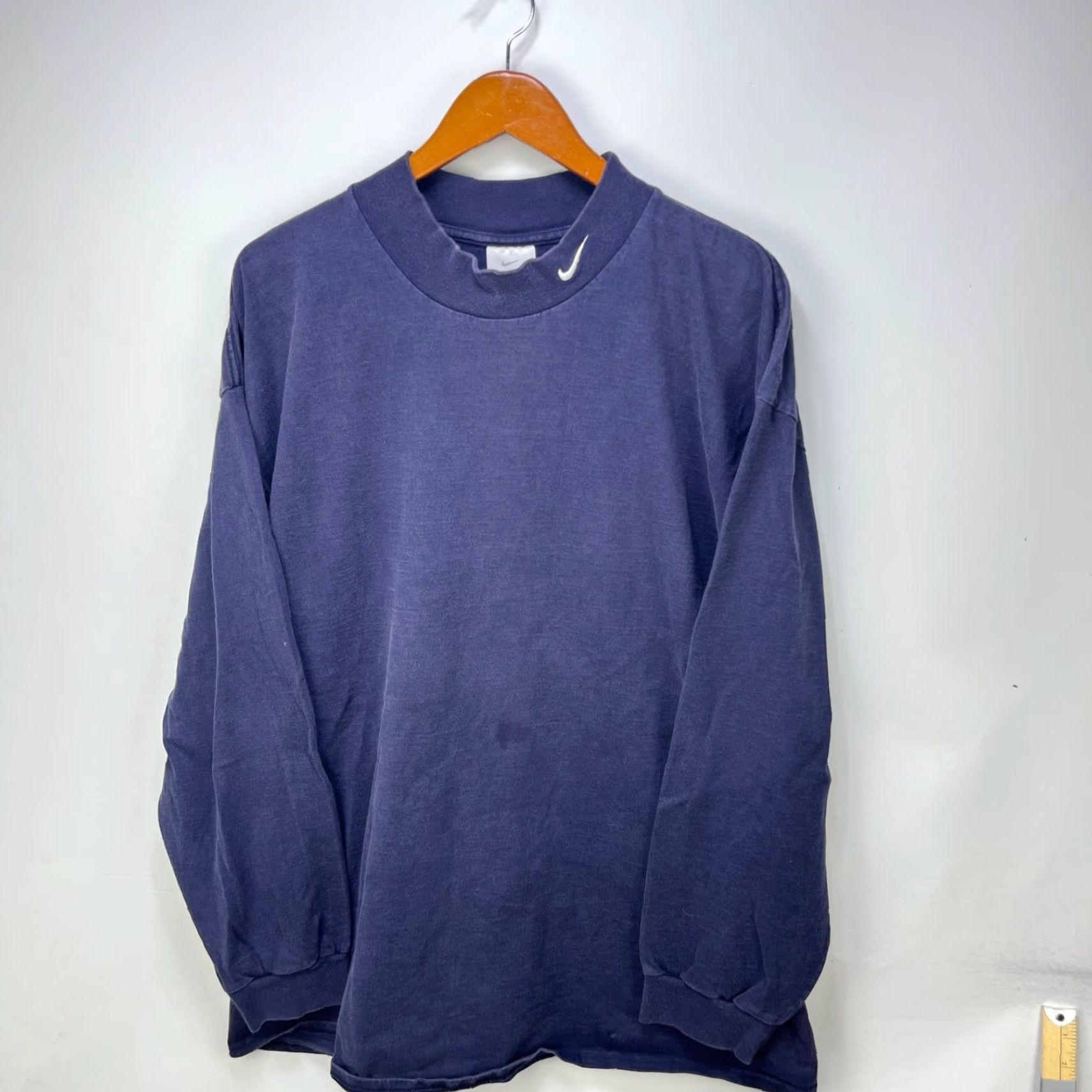 Nike VINTAGE Nike Shirt 2XL Long Sleeve Swoosh Mock Neck Blue Mens Size US XXL / EU 58 / 5 - 2 Thumbnail