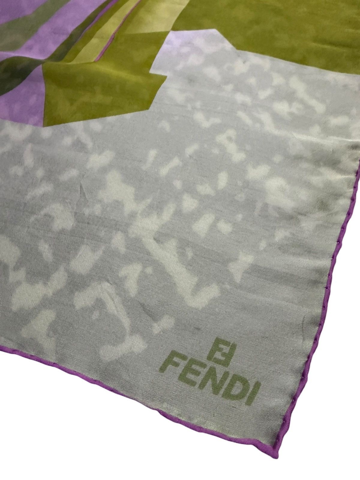 Fendi Authentic Fendi Silk Scarf with Large Graphic Logo Design Size ONE SIZE - 2 Thumbnail