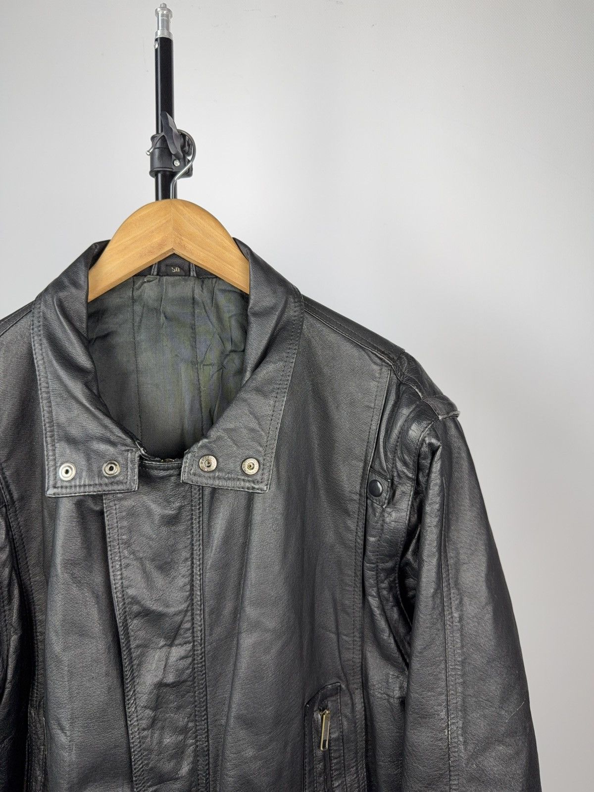 Leather × Vintage Vintage 90s Genuine Leather MOTO Bomber Jacket Rock Punk Size US M / EU 48-50 / 2 - 3 Thumbnail