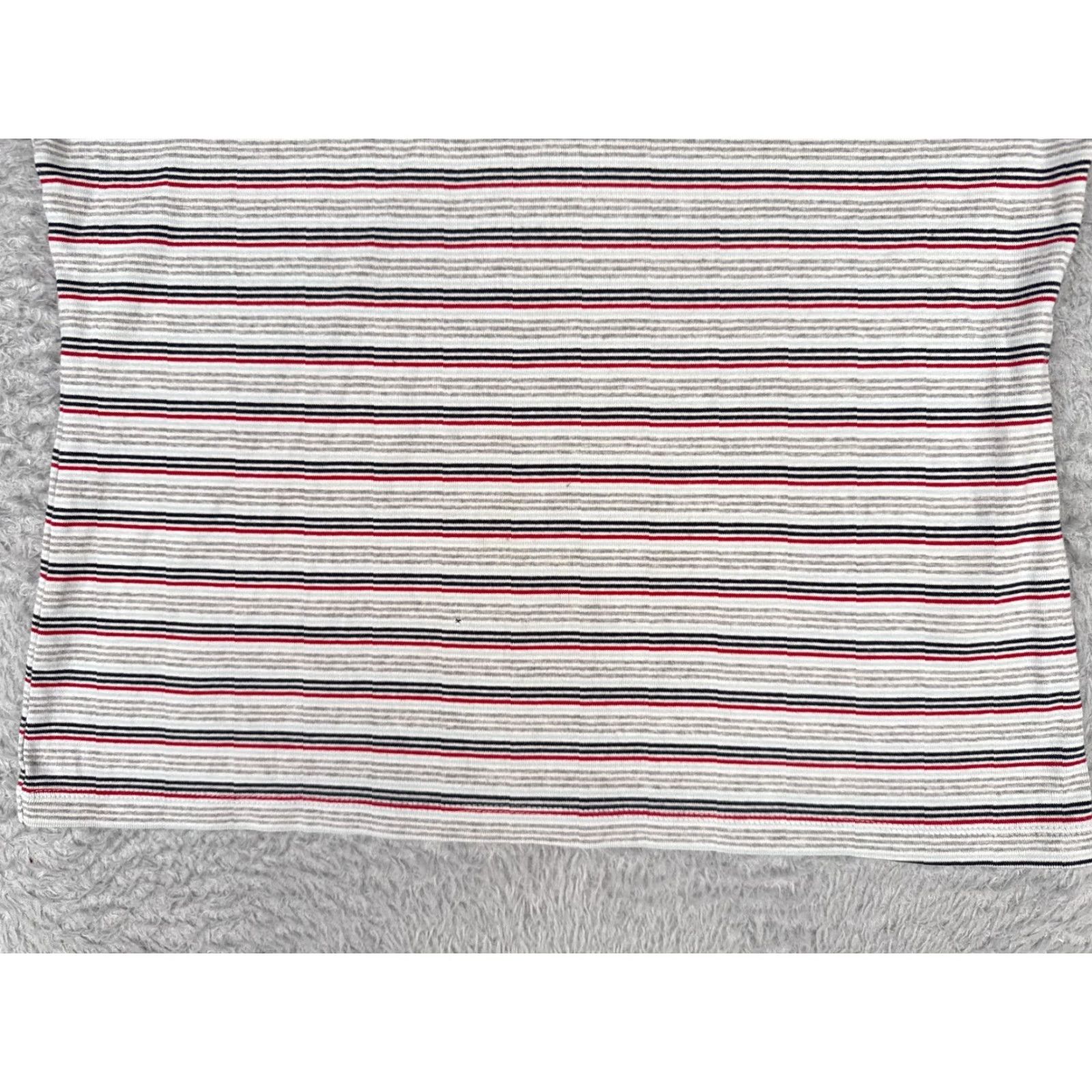 Tommy Hilfiger Tommy Hilfiger Shirt Women L Gray Red Stripe V-Neck Short Sleeve Cotton Size L / US 10 / IT 46 - 5 Thumbnail