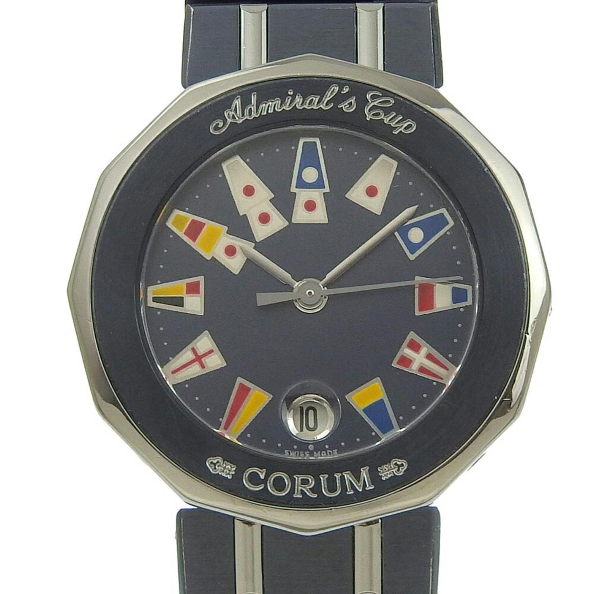 image of Corum Admirals Cup Watch 39.610.30 V050 Stainless Steel X Gun Blue Swiss Made Navy Silver Quartz An