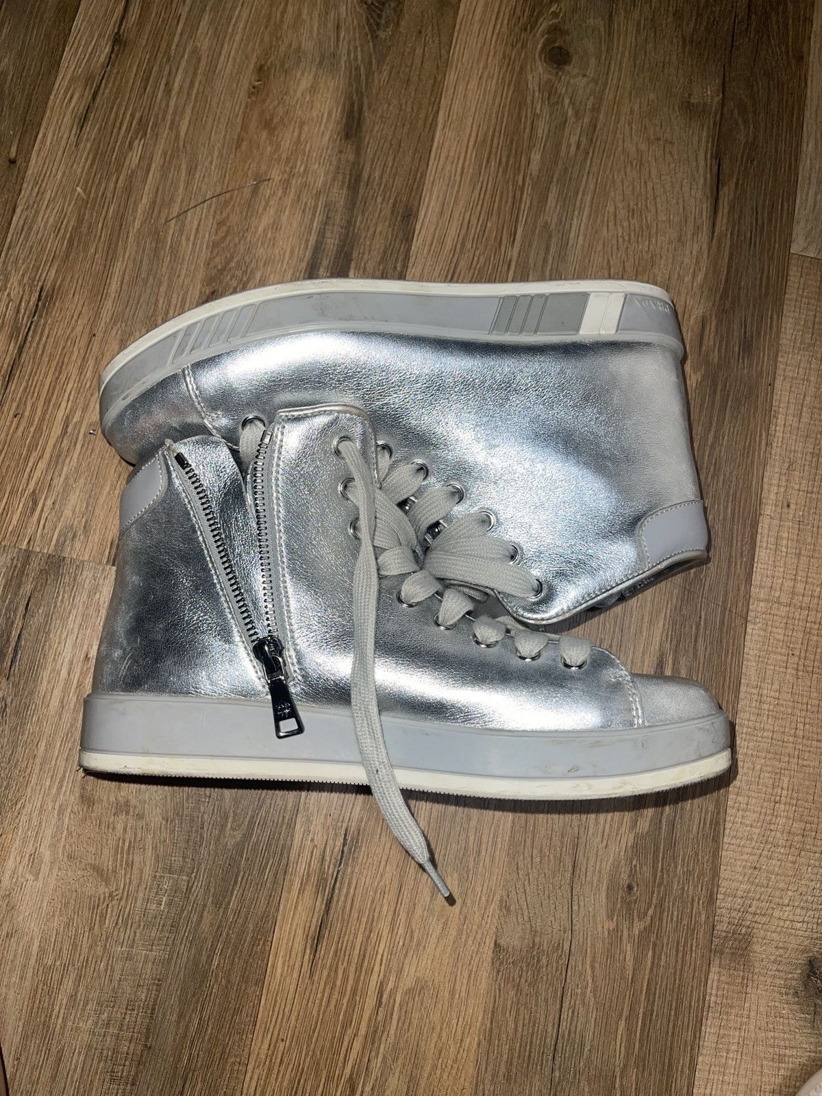 image of Prada Silver High Tops Size 37 Shoes, Women's