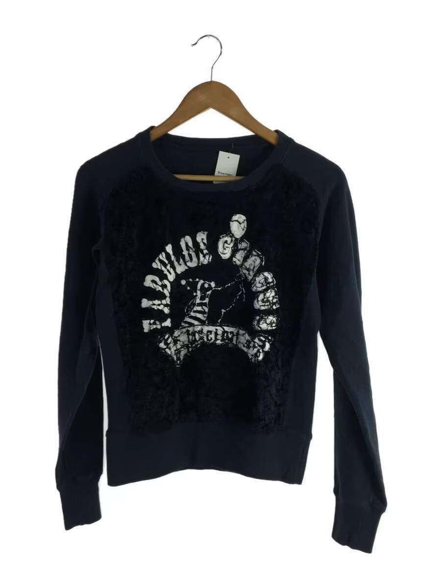 image of Kapital Raglan Hybrid Velour Sweatshirt in Navy, Women's (Size Small)