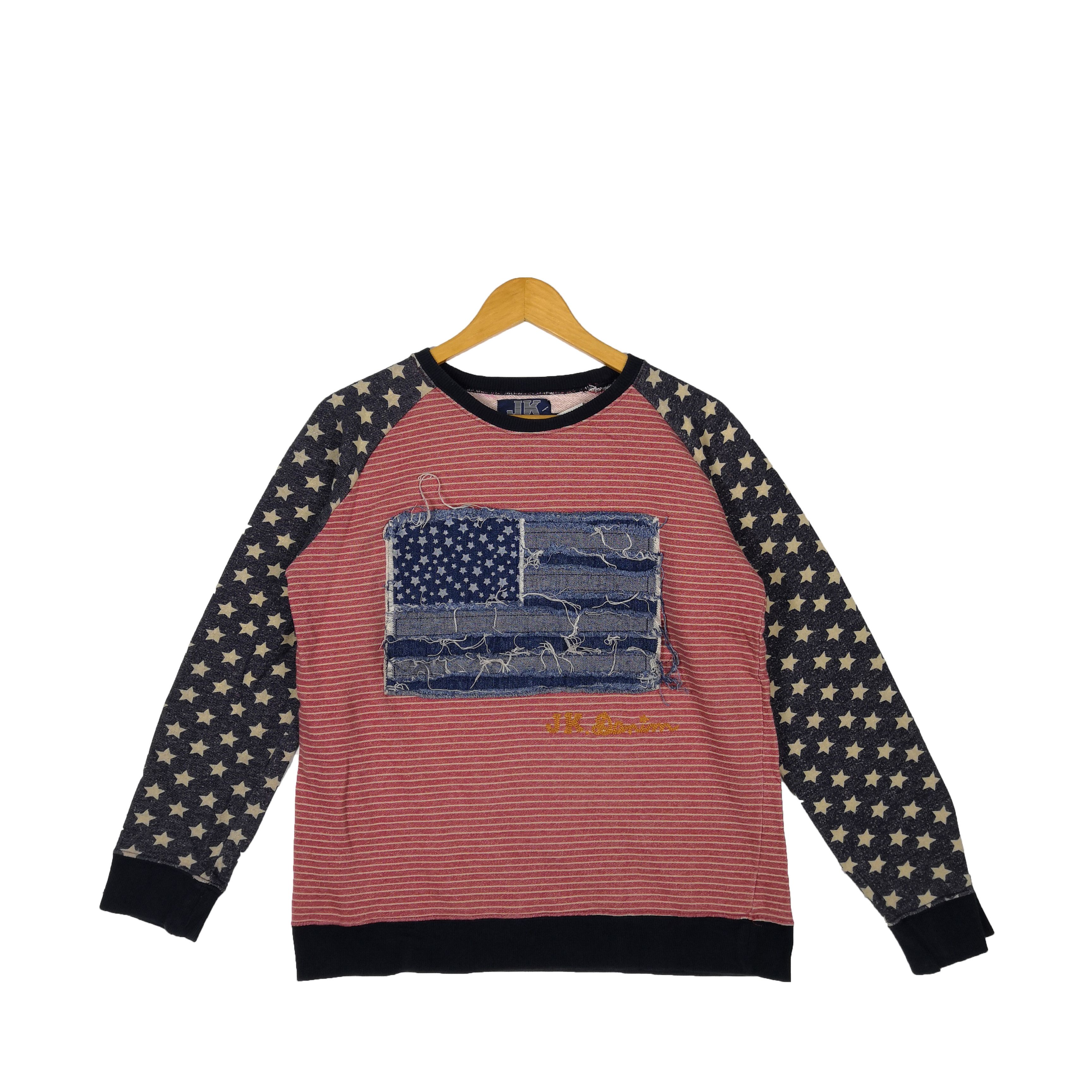 Vintage Junko Sweatshirt American Flag Denim Patch Sweater