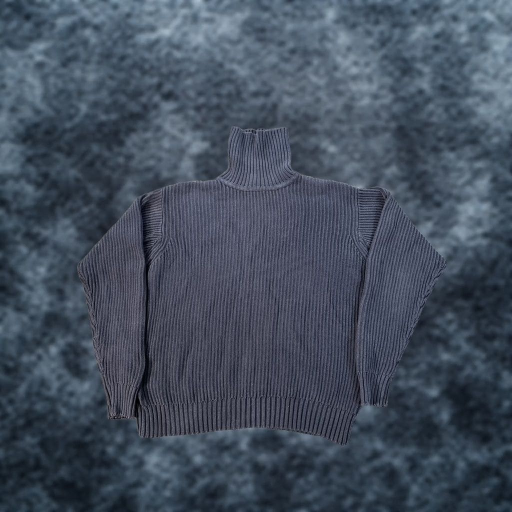 Vintage L.L. Bean Chunky Knit Turtleneck Sweater Mens M Reg Blue 100% Cotton Ribbed Pullover Long Sleeve Knit Classic Outdoor Mens Size US M / EU 48-50 / 2 - 1 Thumbnail