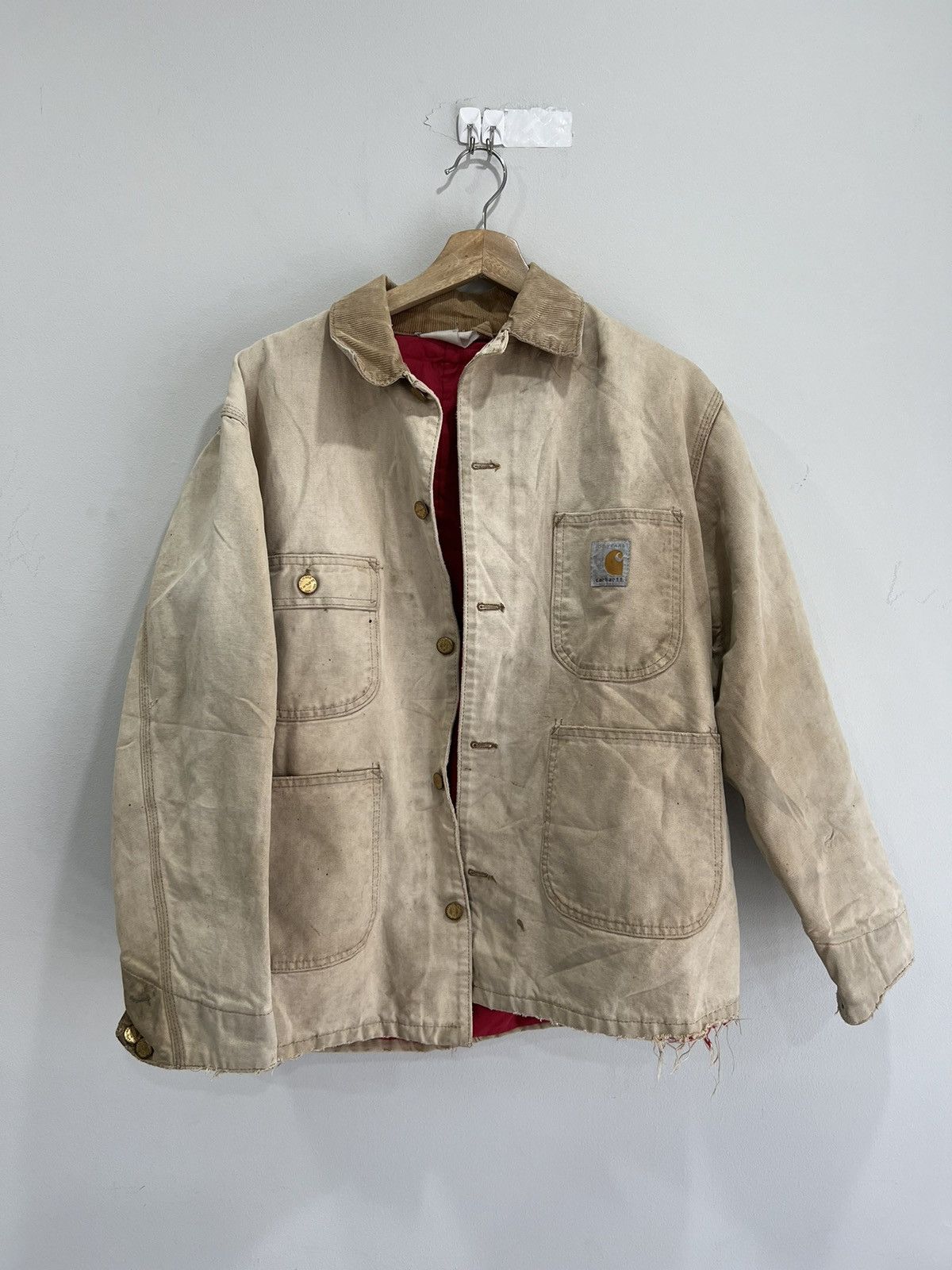 image of Carhartt Thrashed Chore Jacket Sun Faded Workwear in Brown, Men's (Size Small)