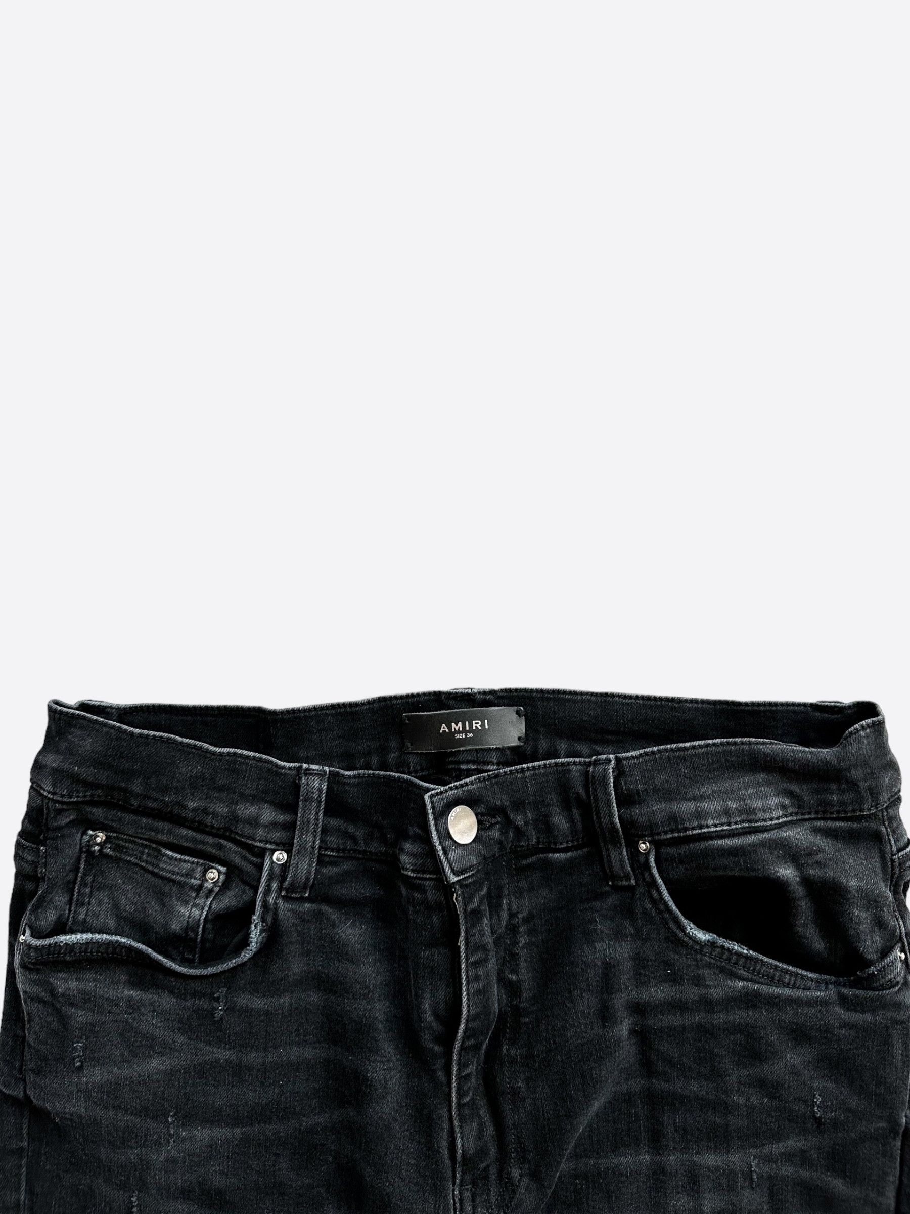 Amiri Amiri Washed Black Distressed Knee Jeans Size US 36 / EU 52 - 3 Thumbnail