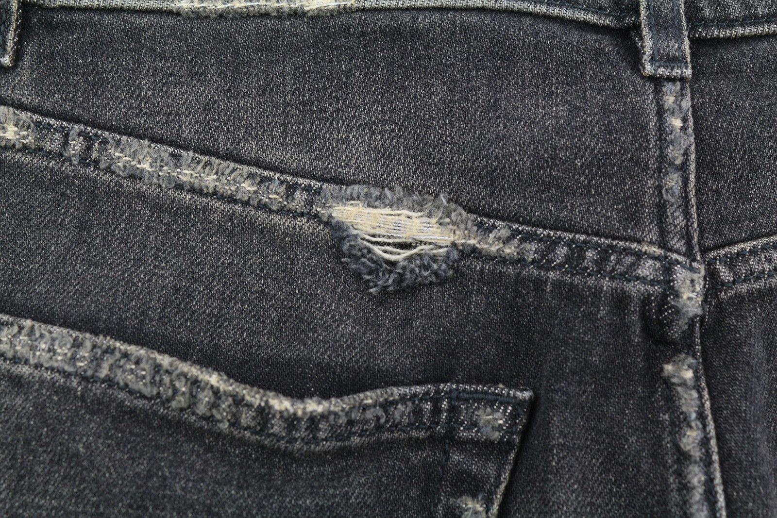 R13 BOYFRIEND 26 Distress Ripped Straight Abbey Black 84485 Size 26" / US 2 / IT 38 - 12 Thumbnail