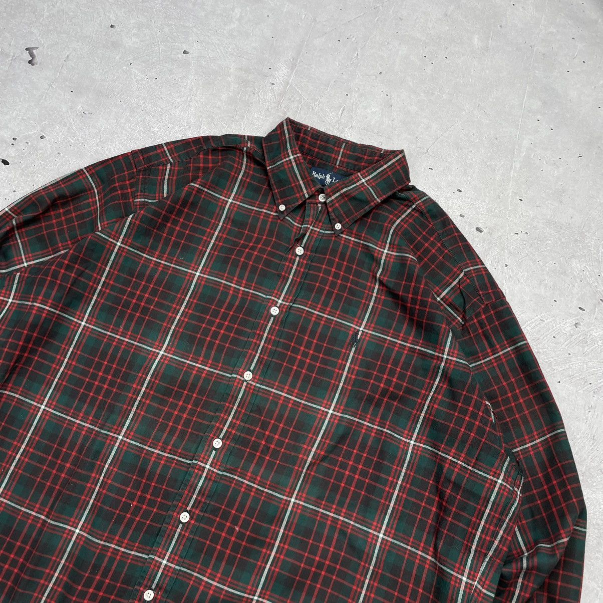 Polo Ralph Lauren × Vintage Vintage 90s Ralph Lauren Red Green Plaid Button Down Blaire Size US XXL / EU 58 / 5 - 3 Thumbnail