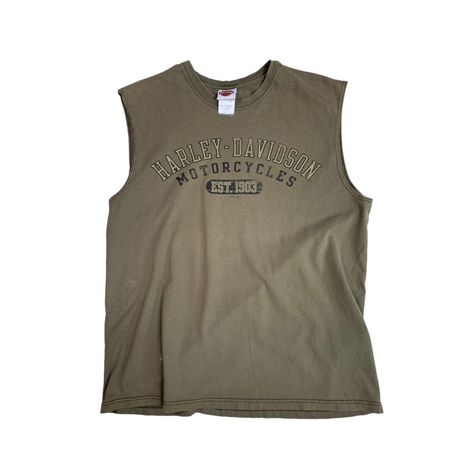 Harley Davidson Harley Davidson Men's Large Shirt Army Green Cut Off Florida Size US L / EU 52-54 / 3 - 1 Thumbnail