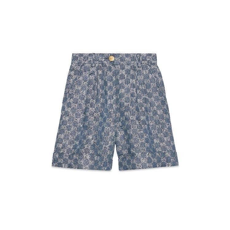 Gucci o1la5ras0526 GG Linen Short in Blue Size 25" / US 0 / IT 36 - 1 Thumbnail