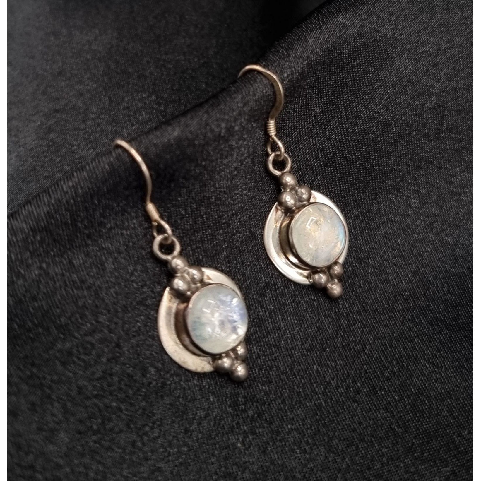 Vintage Early 2000s Rainbow Moonstone & 925 Sterling Silver Drop Ear Size ONE SIZE - 3 Thumbnail