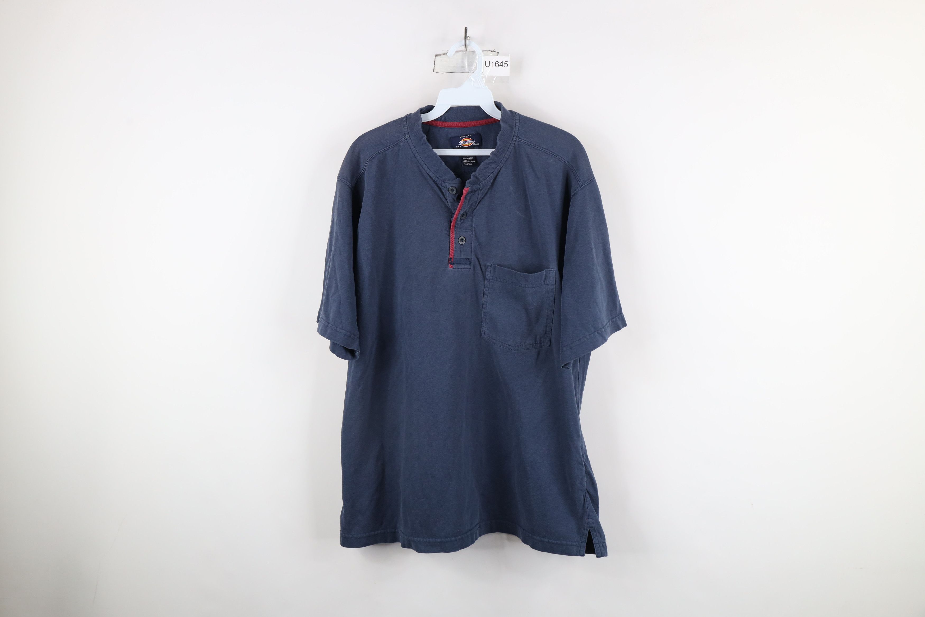 Dickies × Vintage Vintage Dickies Blank Short Sleeve Henley T-Shirt Blue Size US L / EU 52-54 / 3 - 1 Thumbnail