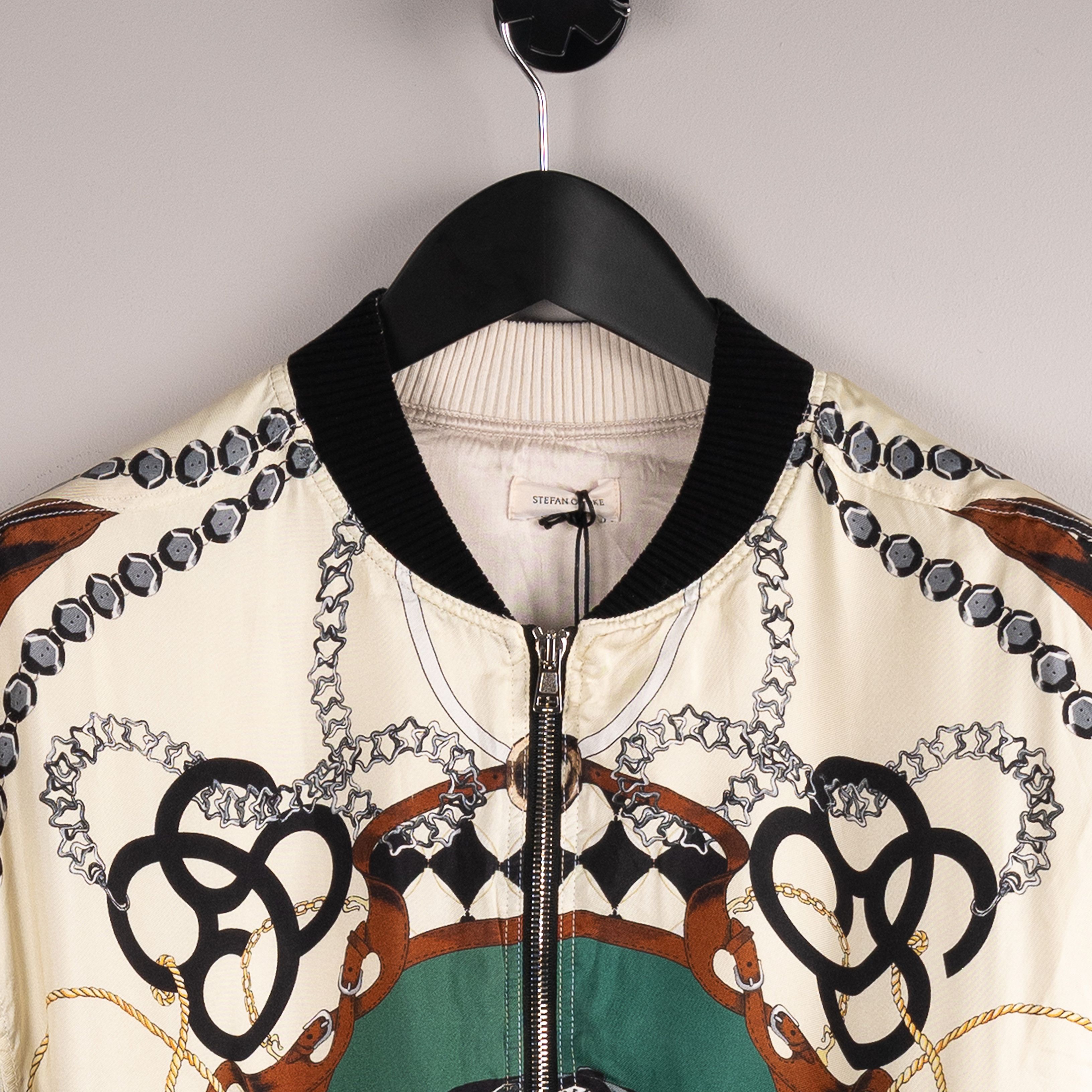 Stefan Cooke Stefan Cooke SS23 Printed Silk Bomber Jacket Cream/Green Size US L / EU 52-54 / 3 - 9 Thumbnail