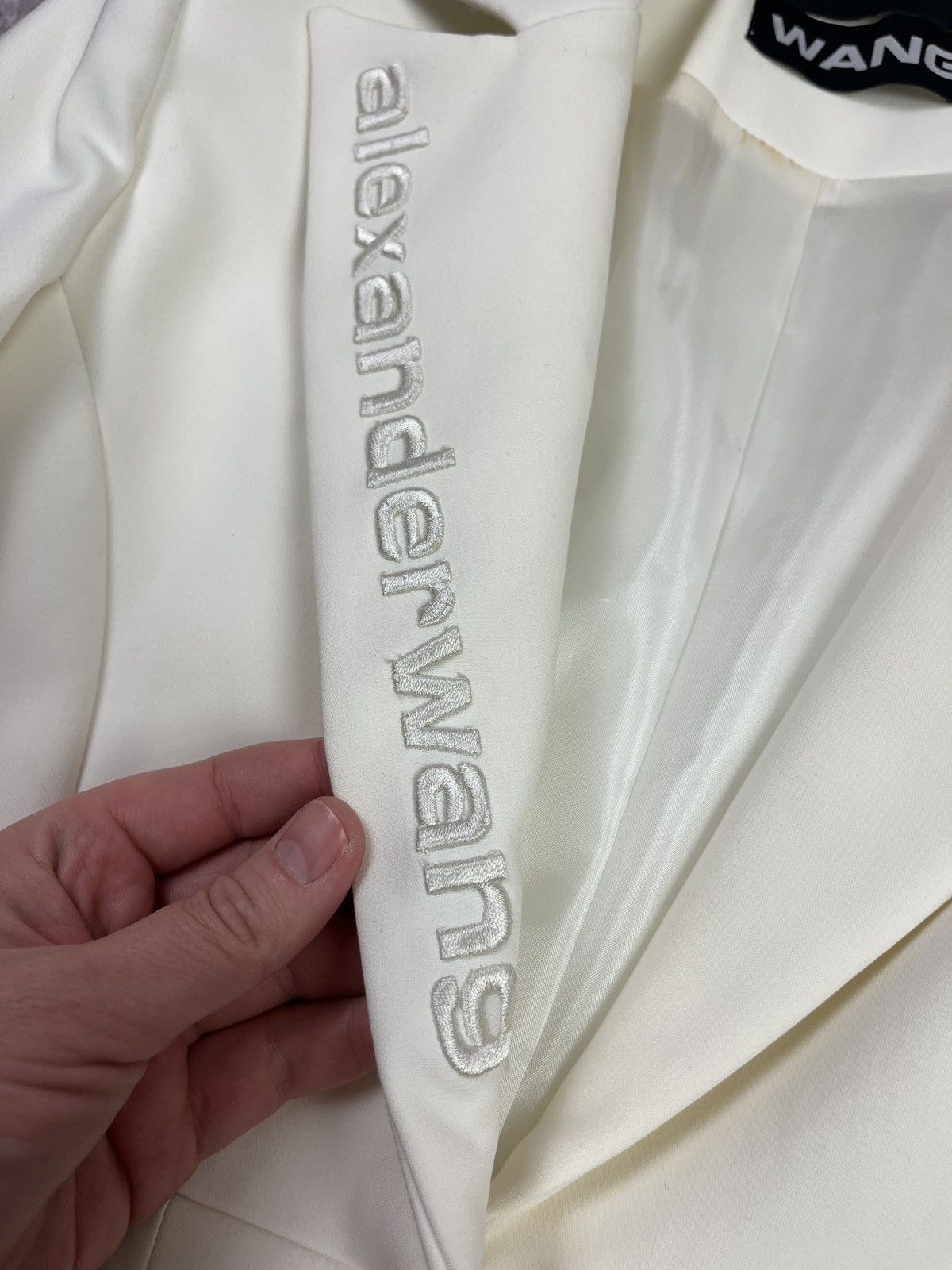 Alexander Wang Cropped Blazer Cream Logo Hardware Jacket Designer Zip Size S / US 4 / IT 40 - 5 Thumbnail