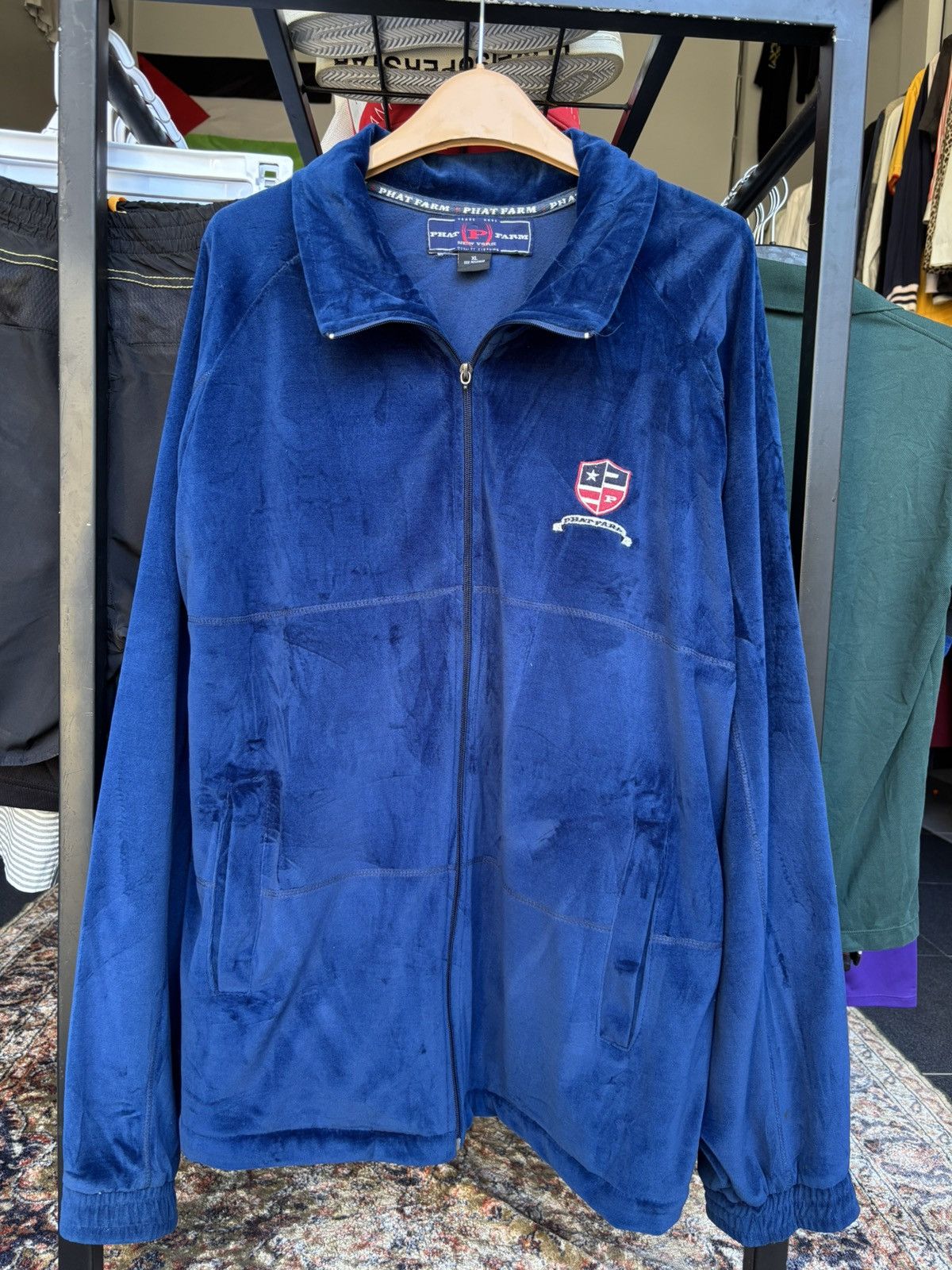 Phat Farm Vintage Phat Farm Velvet Track Jacket Size US XL / EU 56 / 4 - 1 Thumbnail