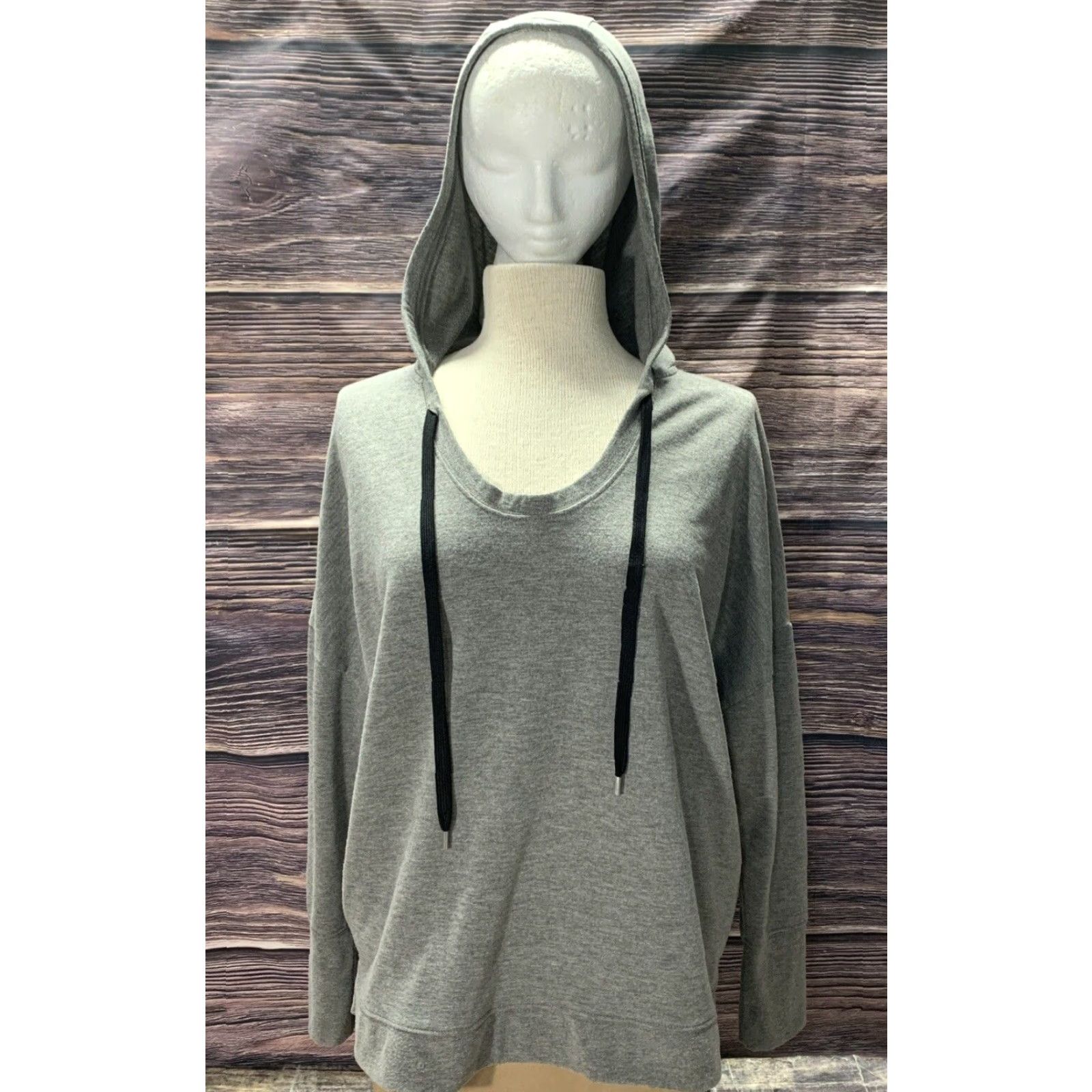 Vintage MTA Sport Hooded Pullover Woman’s Size Medium Gray Dolman Sleeves 4" Side Slits Hoodie Shirt Womens Size M / US 6-8 / IT 42-44 - 2 Thumbnail