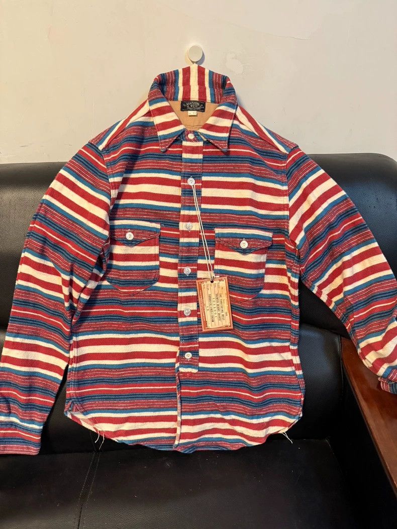 Freewheelers Vintage Wool Western Shirt with Rainbow Stripes Size US M / EU 48-50 / 2 - 1 Thumbnail