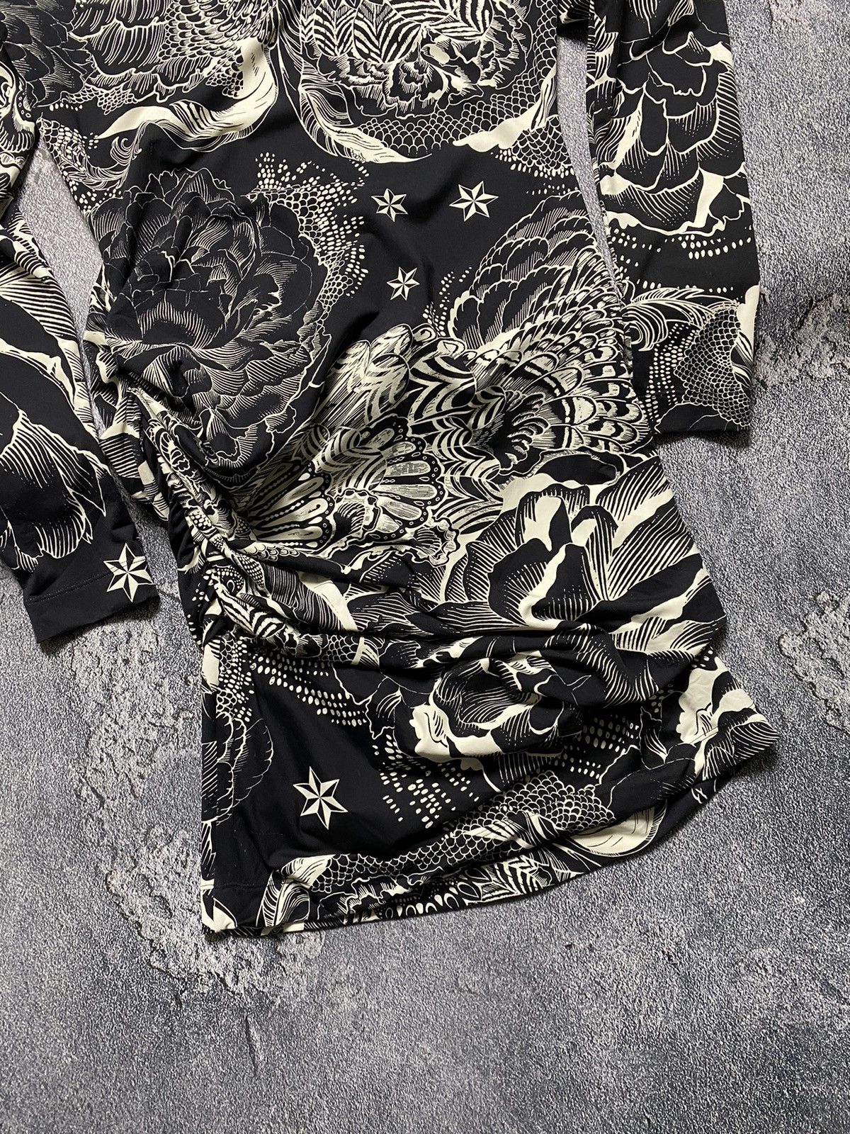 Just Cavalli × Roberto Cavalli × Vintage Just Cavalli Multilogo Long sleeve Bodycon Ruffle hem Dress Size M / US 6-8 / IT 42-44 - 9 Thumbnail