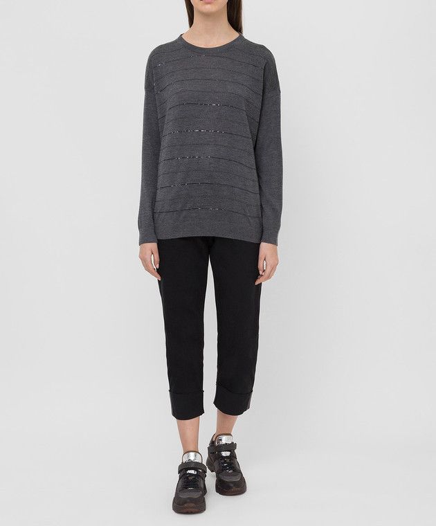 Brunello Cucinelli o1y0825 Cashmere Blend Sweater in Lead Size M / US 6-8 / IT 42-44 - 5 Thumbnail