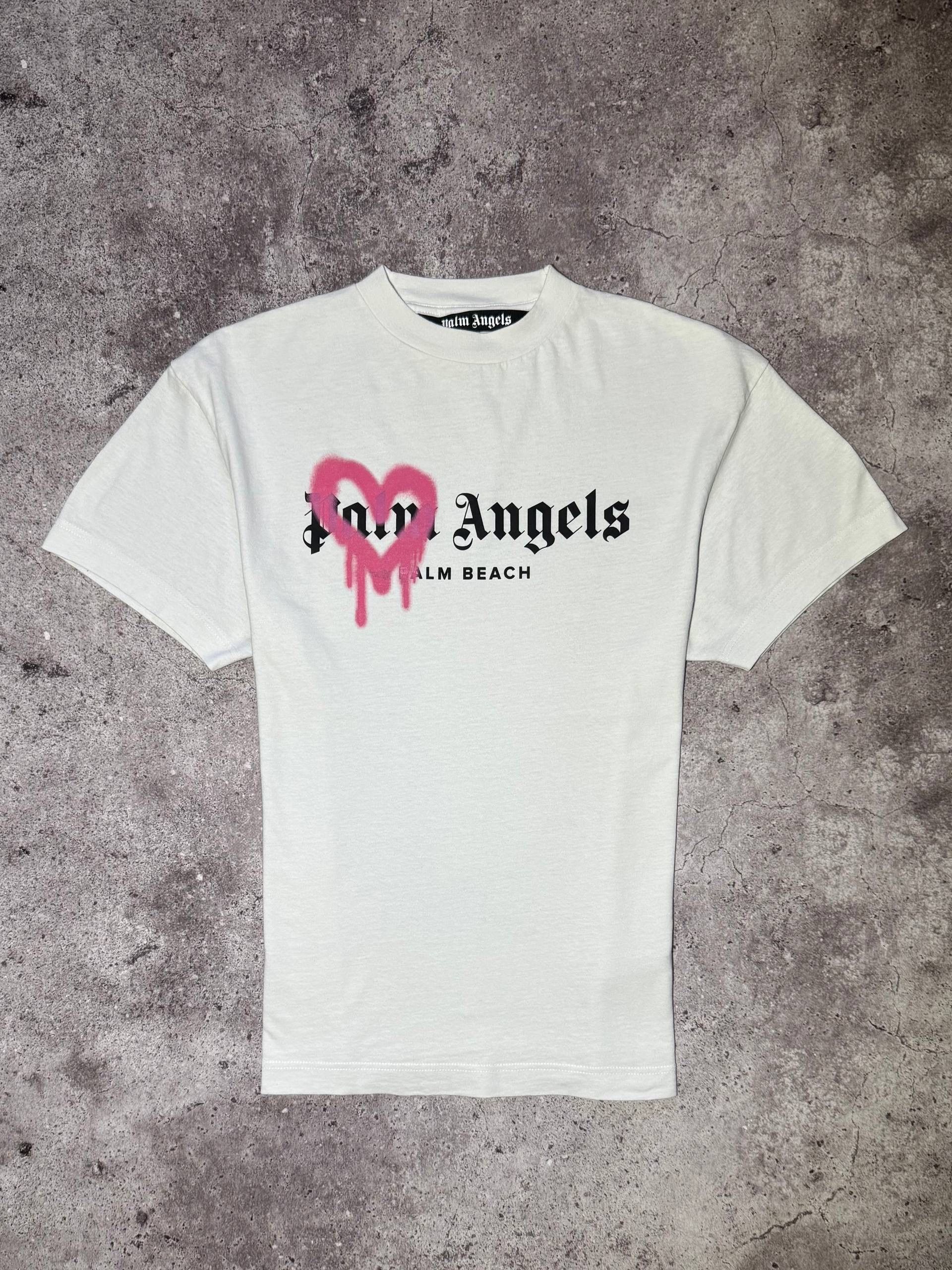 Palm Angels White Printed T-shirt Streetwear Cotton
