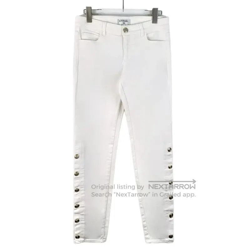 Chanel Chanel White Cotton Casual Pants for Women . Size 23" - 1 Thumbnail