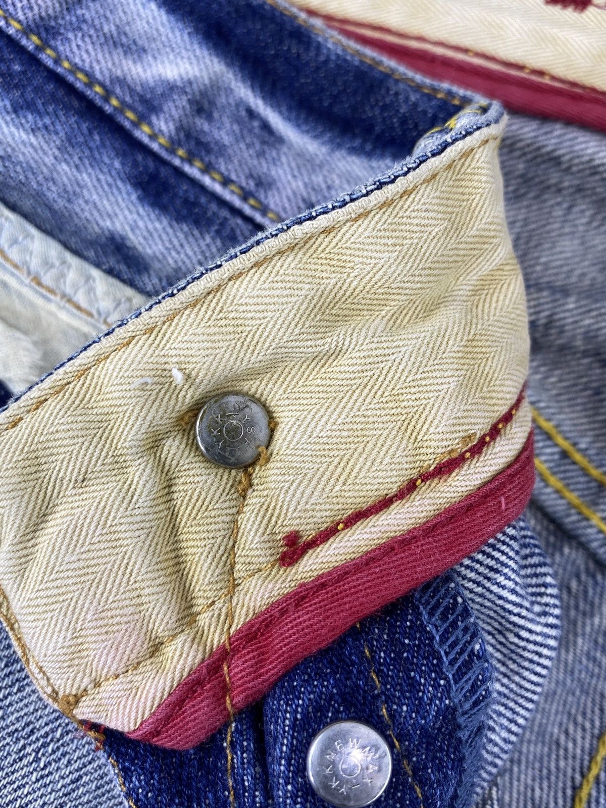 Japanese Brand × Jean Flash Report Distress Blue Wash Denim - J972 Size US 33 - 6 Thumbnail