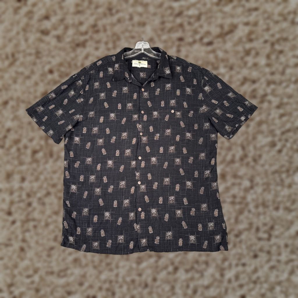 Vintage Island Shores Shirt Men Large Black Palm Pineapple Hawaiian Rayon Short Sleeve Size US L / EU 52-54 / 3 - 1 Thumbnail