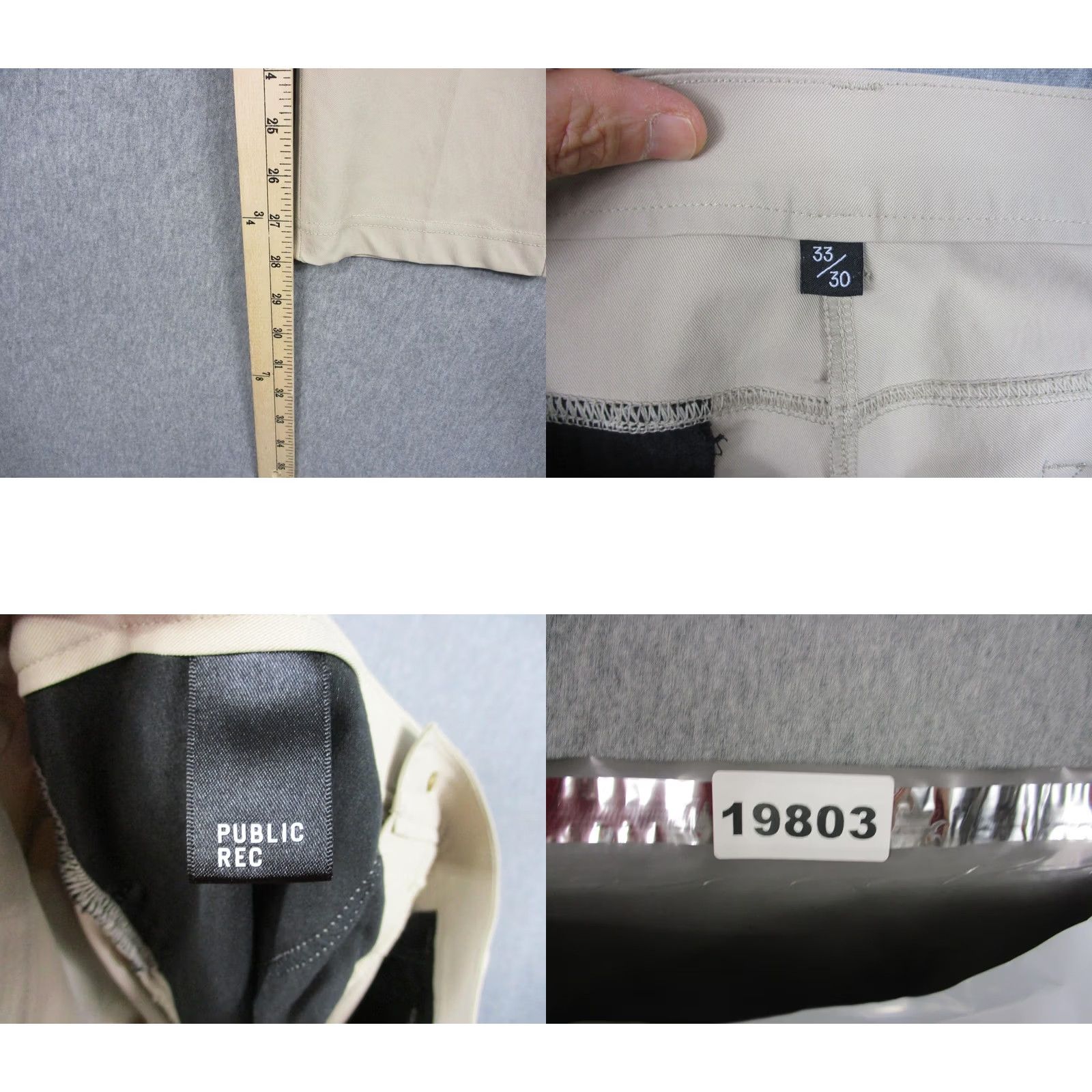 Vintage Public Rec Pants Mens 33x30 Beige Slim Tapered 5-Pocket Khaki Chino Slim Fit Casual Tapered Leg Mens Size US 33 - 8 Thumbnail