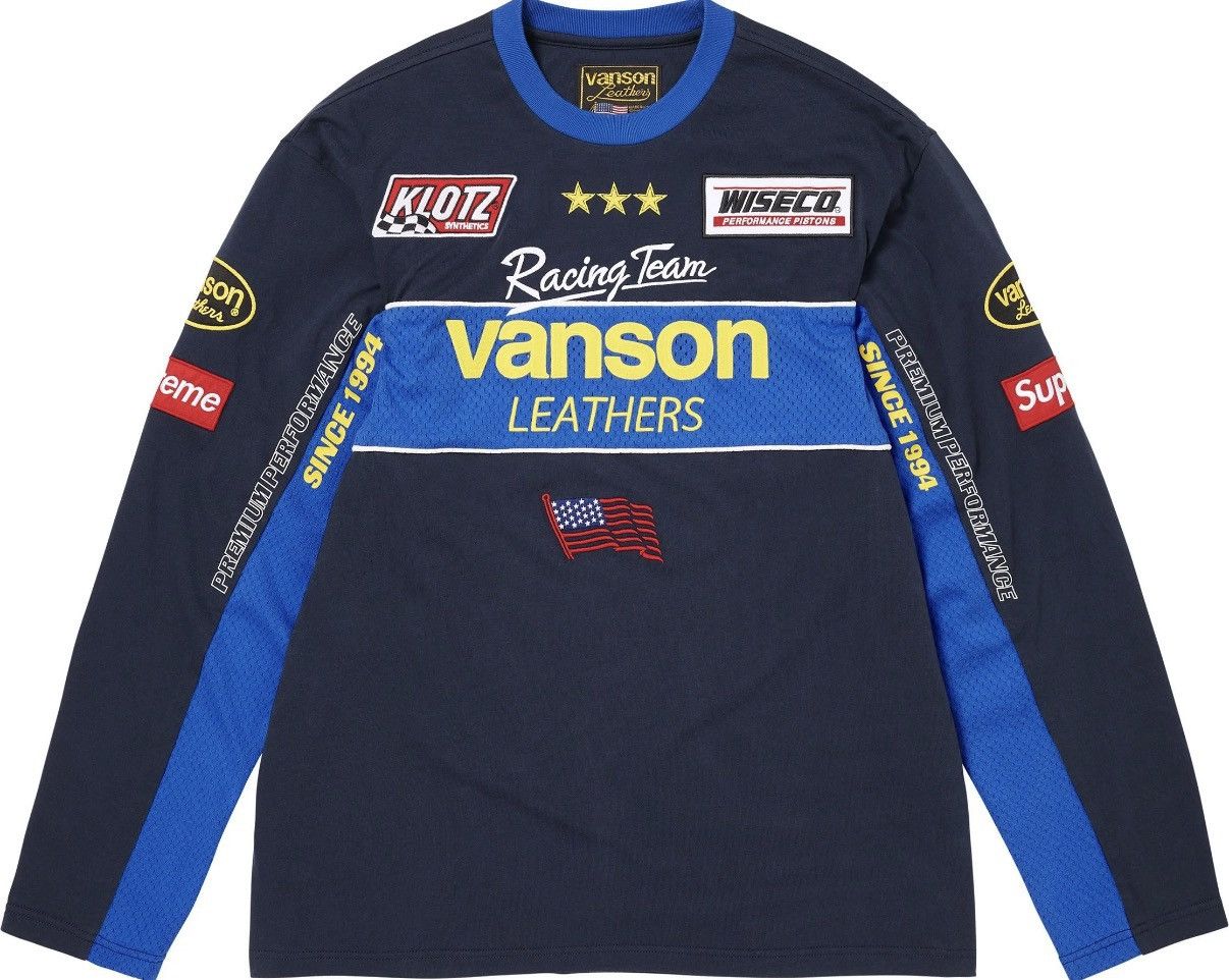 Supreme Supreme Vanson Leathers L/S Top (Blue) (M) Size US M / EU 48-50 / 2 - 1 Thumbnail