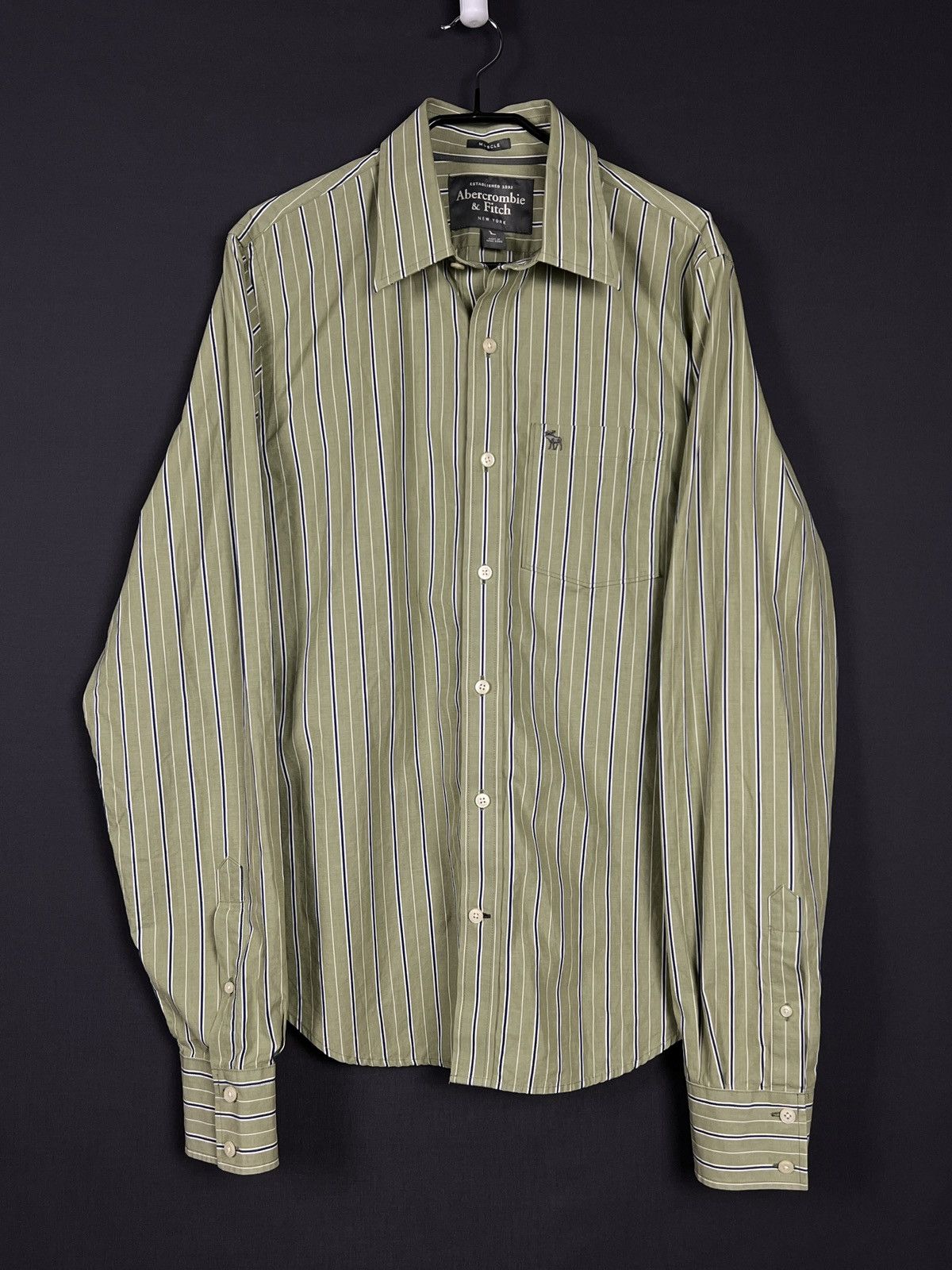Abercrombie & Fitch Abercrombie & Fitch Striped Muscle Fit Button Down Shirt L Size US L / EU 52-54 / 3 - 1 Thumbnail
