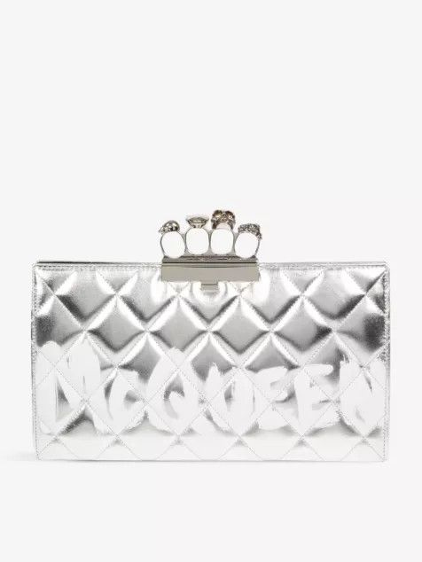 Alexander McQueen o1w1db10925 Size: OS/Jewelled Flat Pouch in Silver Size ONE SIZE - 1 Thumbnail