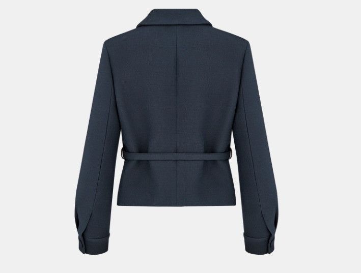 Dior o1w1db11124 Wool Cropped Jacket in Navy Blue Size M / US 6-8 / IT 42-44 - 2 Thumbnail