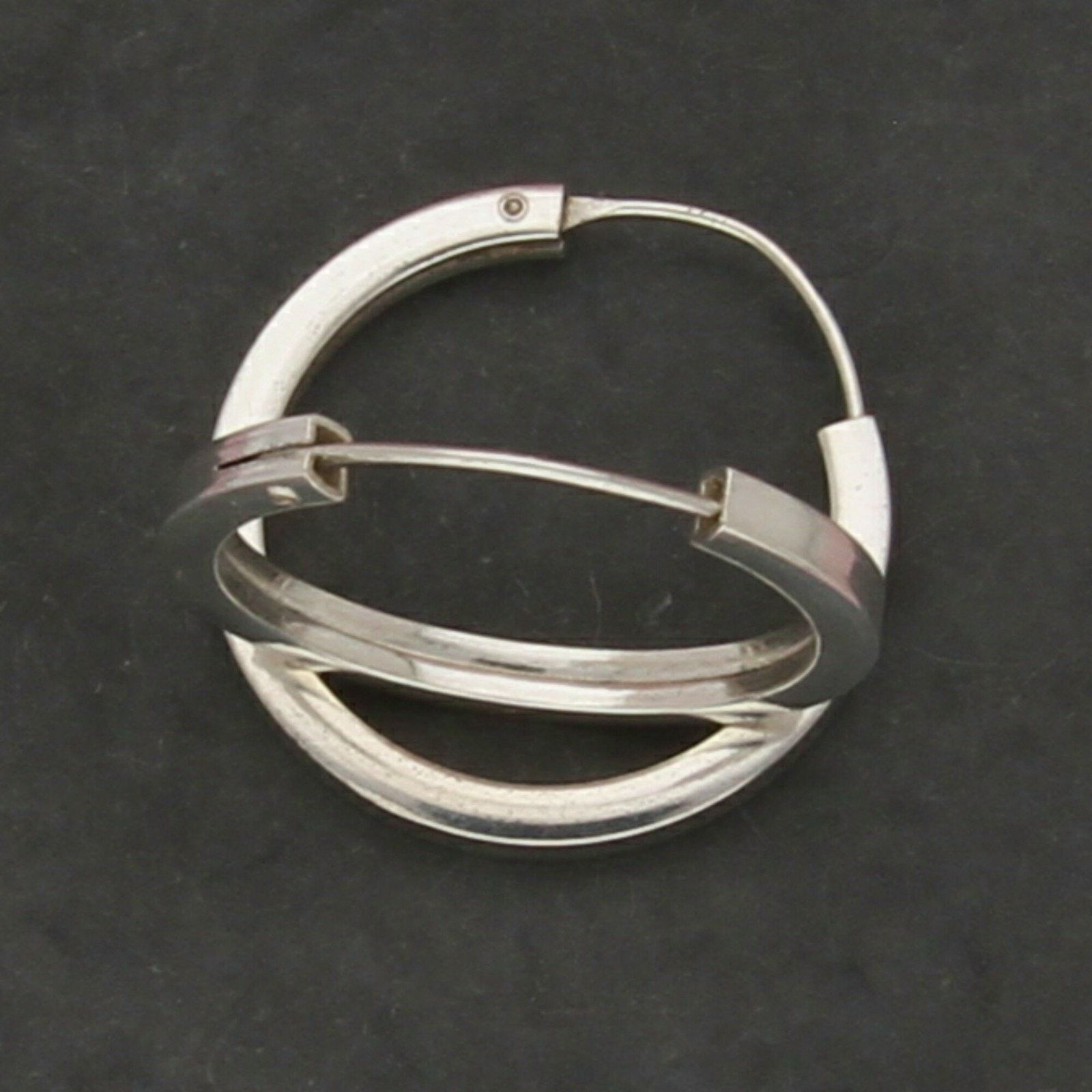 Sterling Silver sterling silver vintage edged hoop earrings Size ONE SIZE - 3 Thumbnail