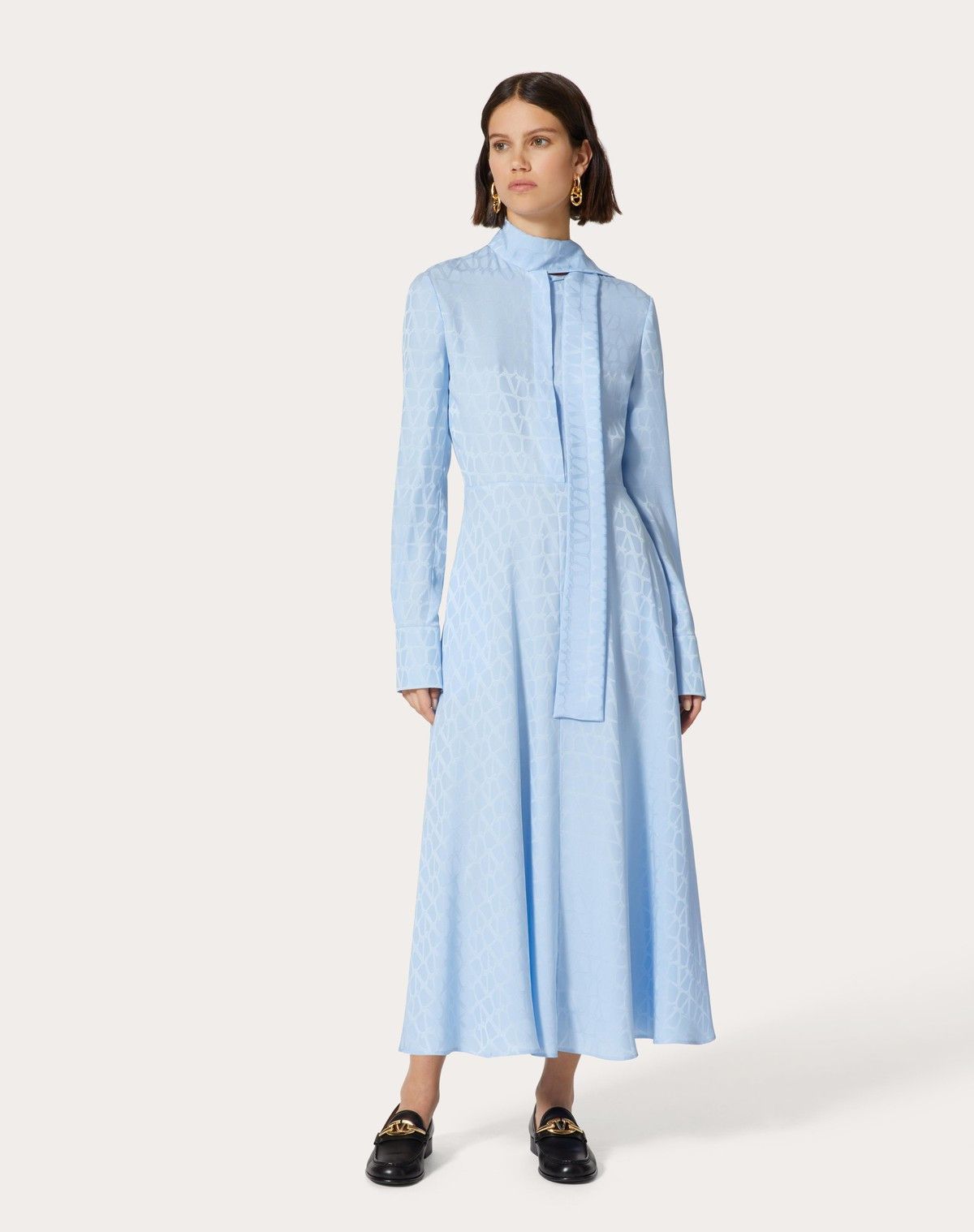 Valentino o1s1wg110525 Toile Iconographe Midi Dress in Sky Blue Size XS / US 0-2 / IT 36-38 - 4 Thumbnail