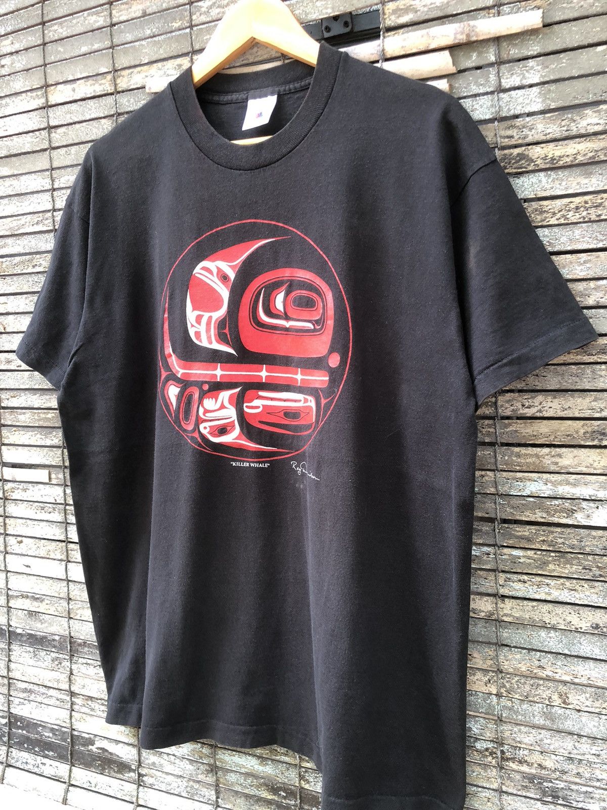 Fruit Of The Loom × Vintage Vintage 90s Sunfaded Killer Whale By Reg Davidson Art Tee Size US XL / EU 56 / 4 - 4 Thumbnail