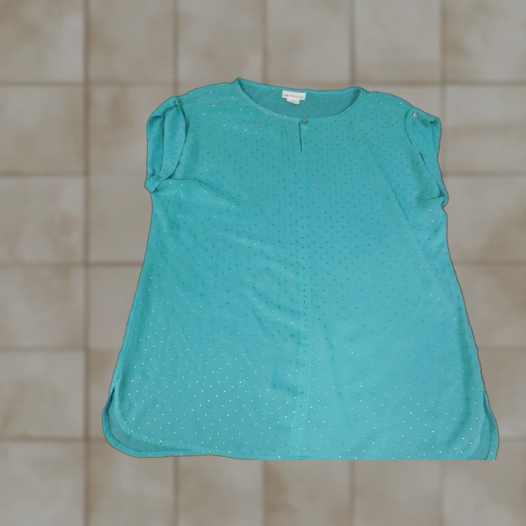Liz Claiborne Liz Claiborne Blouse Womens M Green Floral Sleeveless Round Neck Pullover Casual Regular Polyester Rayon Stretch Basic Vintage No Size M / US 6-8 / IT 42-44 - 1 Thumbnail