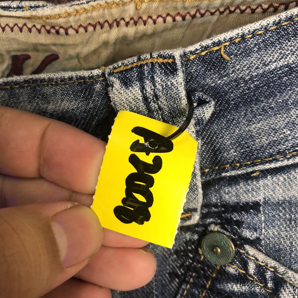 Japanese Brand Back Number Blue Distressed Denim Pants #A2098 Size US 30 / EU 46 - 15 Thumbnail