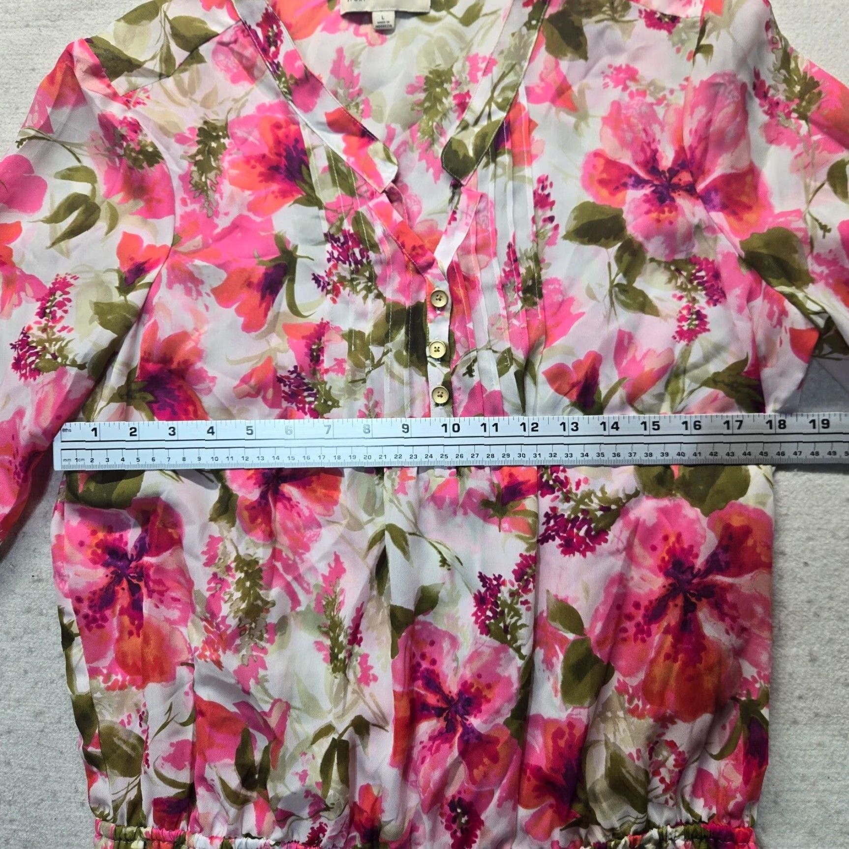 Jones New York JONES NEW YORK Floral Bell Sleeve Blouse Top Women's Large Multicolor Size L / US 10 / IT 46 - 4 Thumbnail