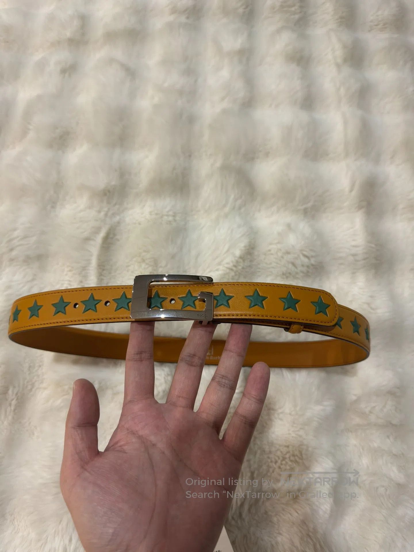 Gucci Guicci size 85 Star Silver Buckle Belt| Size ONE SIZE - 2 Thumbnail