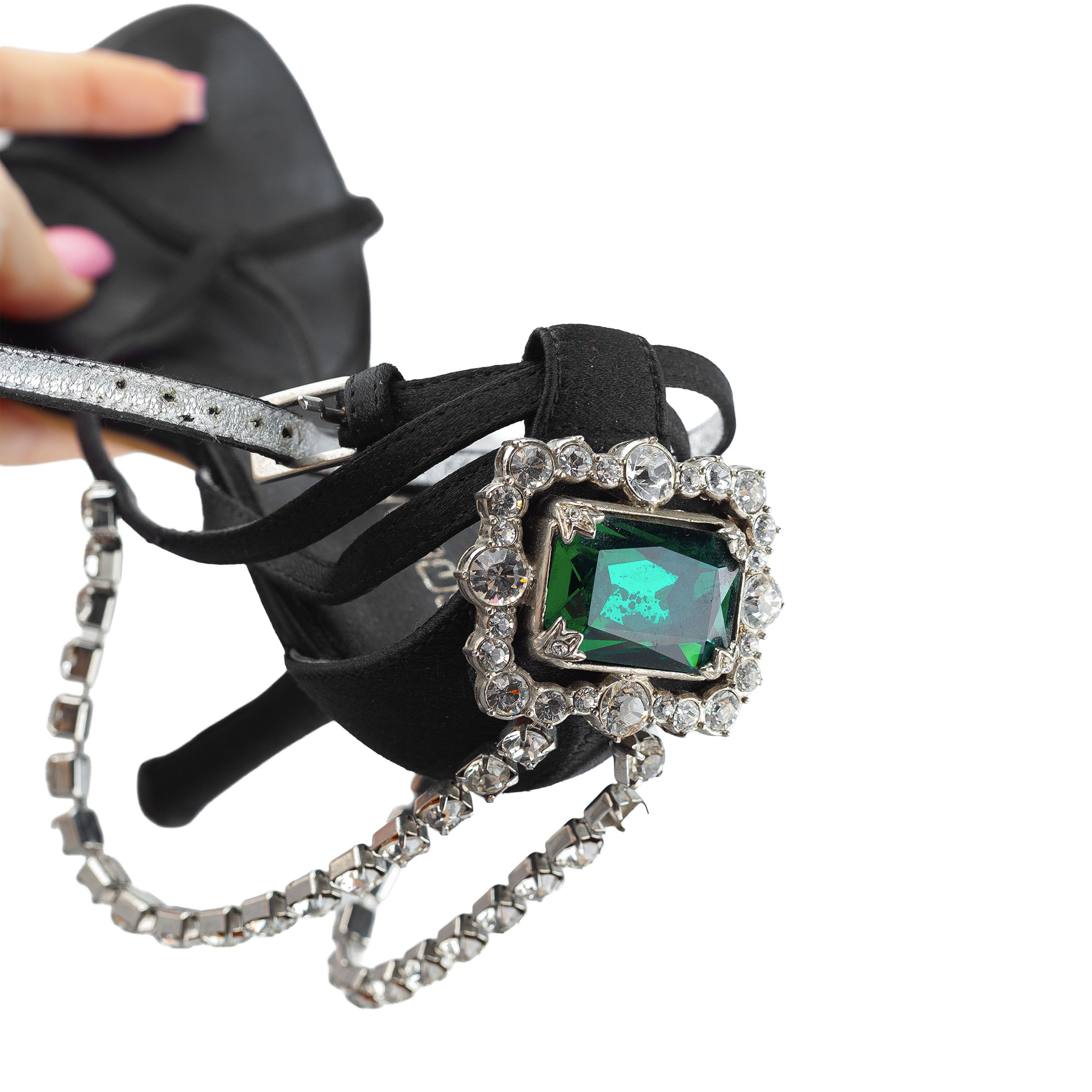 Dsquared2 DSQUARED2 2015 “Queen Mary” Jeweled Black Sandal Heels Size US 7.5 / IT 37.5 - 9 Thumbnail