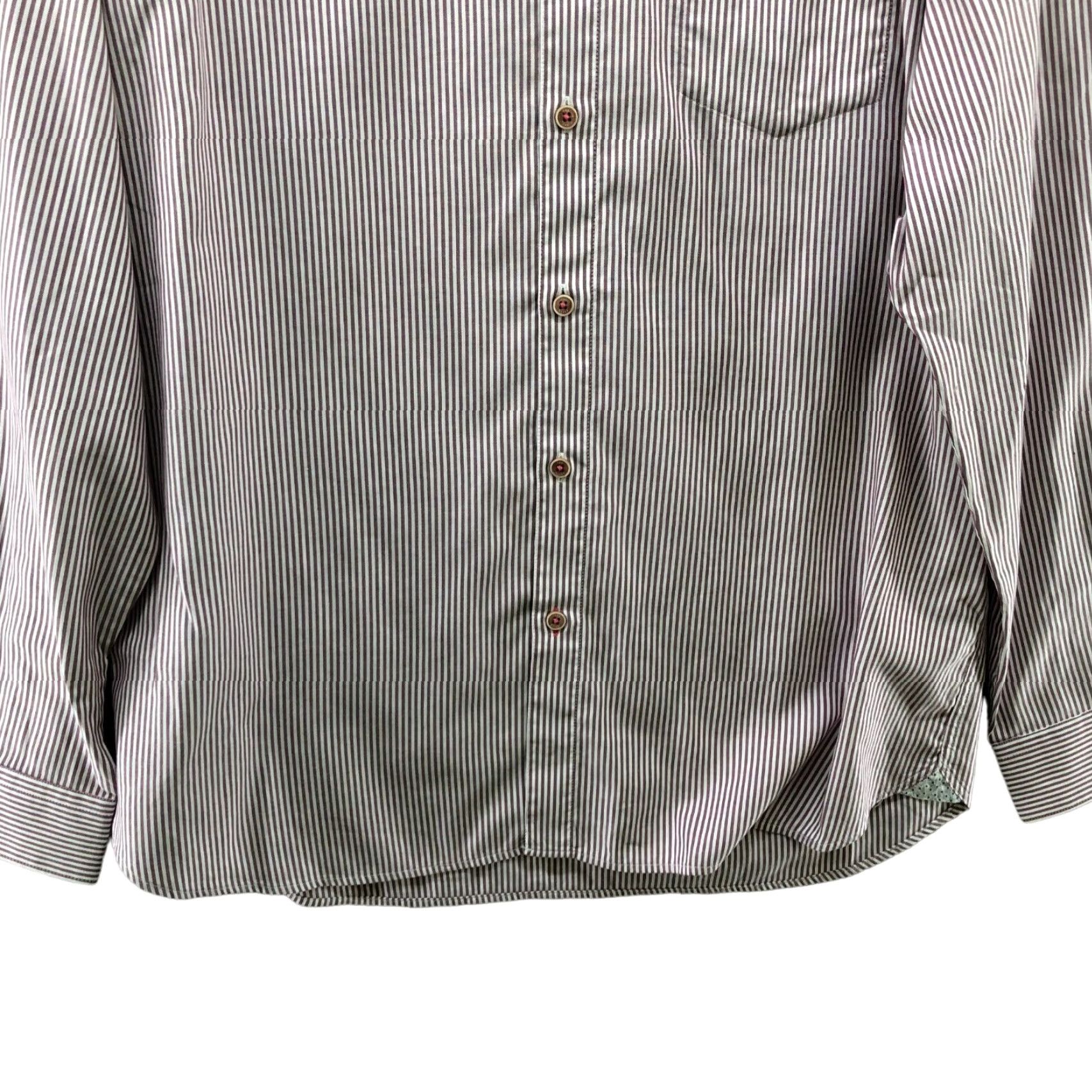 Ted Baker VINTAGE Ted Baker Long Sleeve Shirt Mens XL Cotton Purple White Striped Business Casual Formal Workwear Size US XL / EU 56 / 4 - 3 Thumbnail